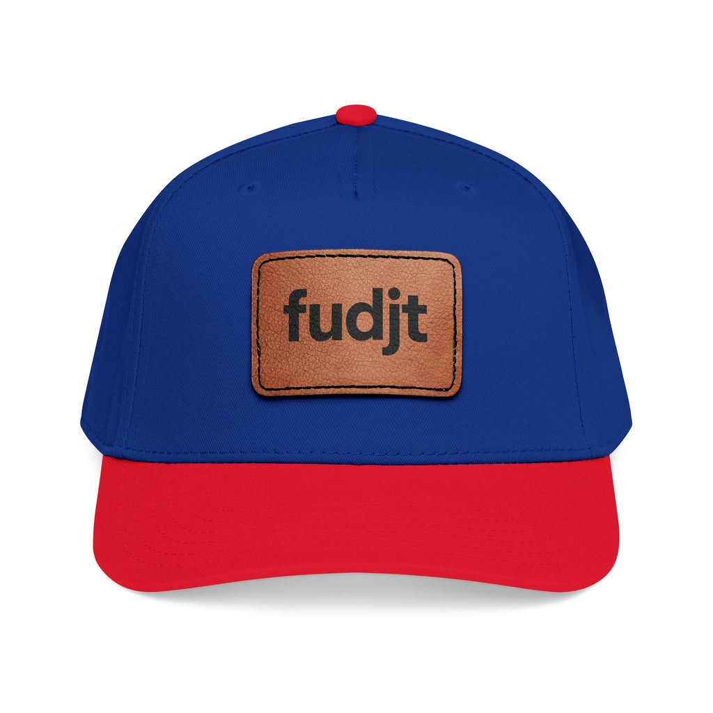 fudjt Leather Patch Baseball Cap — Mid Profile Trucker Hat | 30 Two-Tone Colors