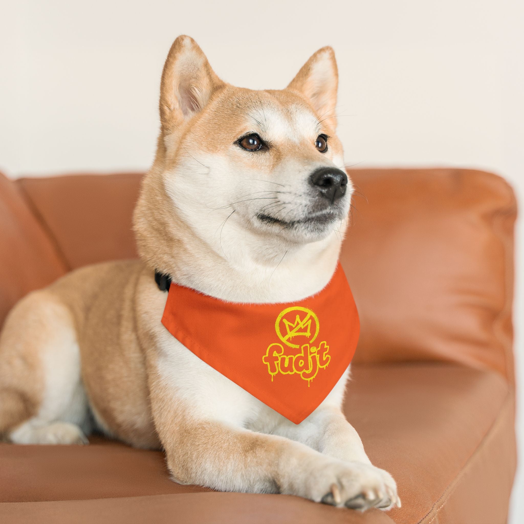 Orange Golden fudjt No Kings Bandana Collar for Dogs, Cats & More | 4 Sizes