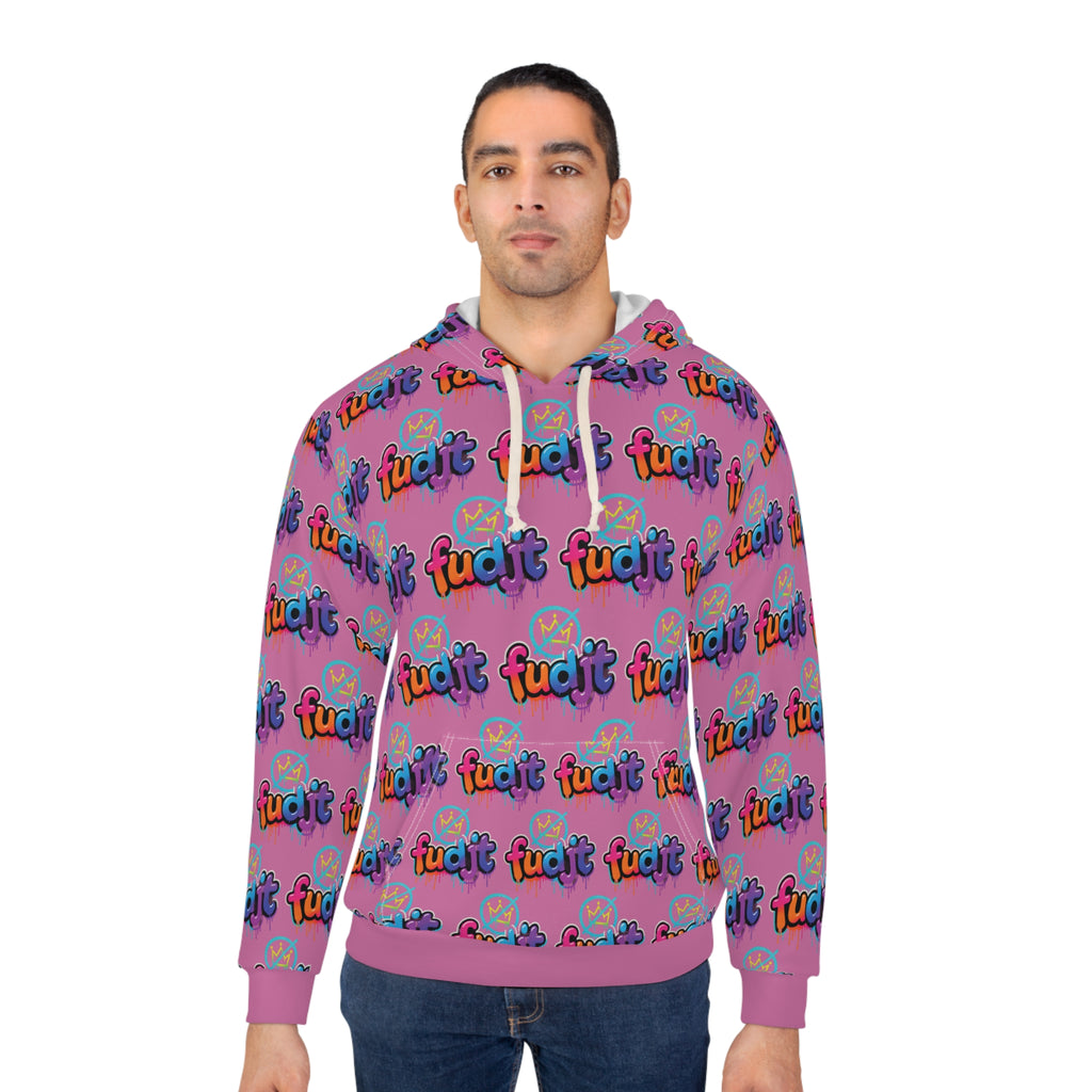 fudjt No Kings Clown Town Hoodie | All Over Light Pink 5