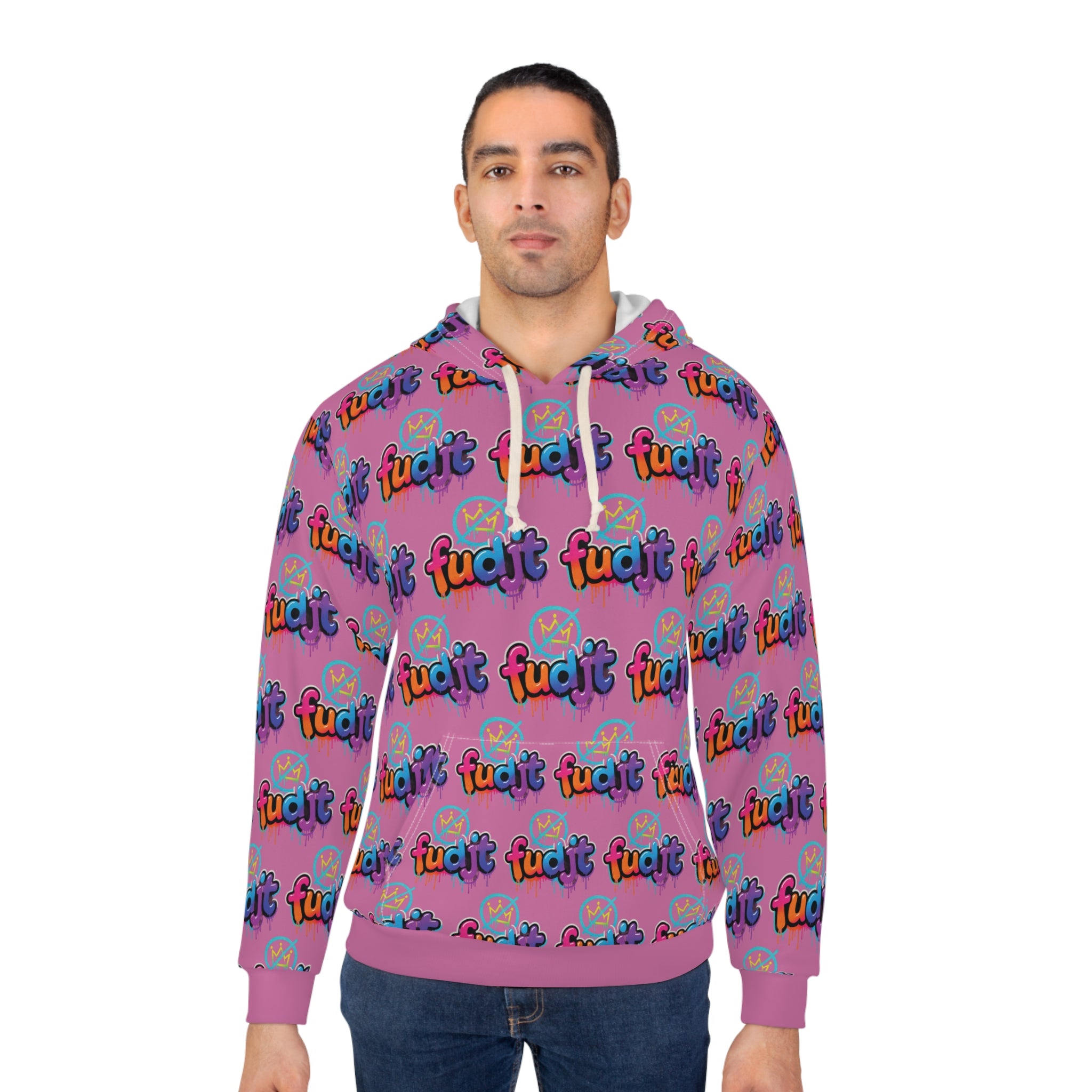 fudjt No Kings Clown Town Hoodie | All Over Light Pink 5
