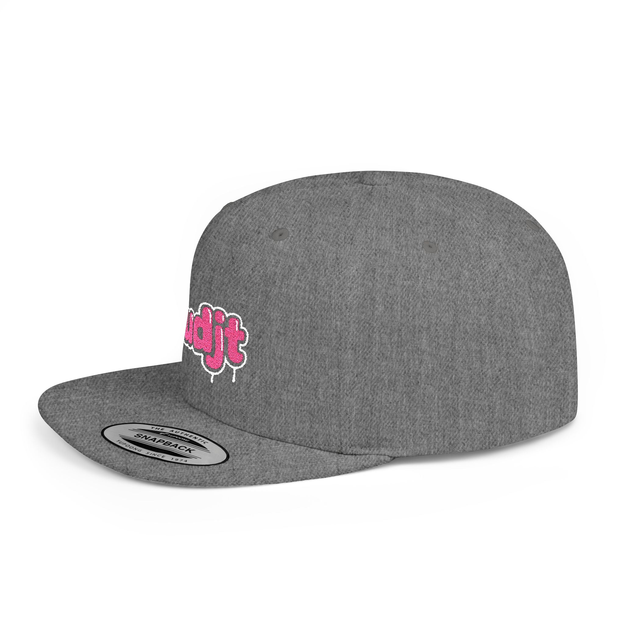 fudjt Flat Bill Snapback Hat | Pink Drip Embroidery |  13 Colors