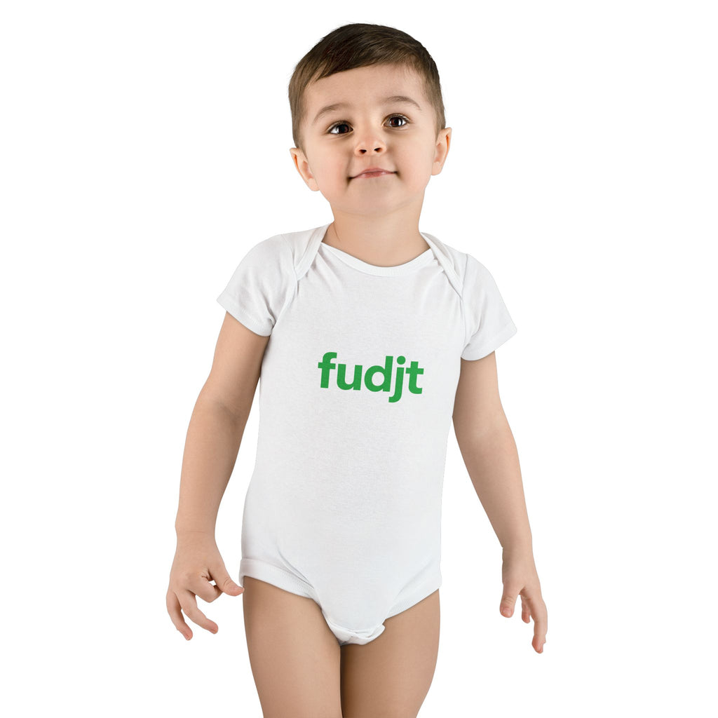 Organic Baby Onesie - Green fudjt design