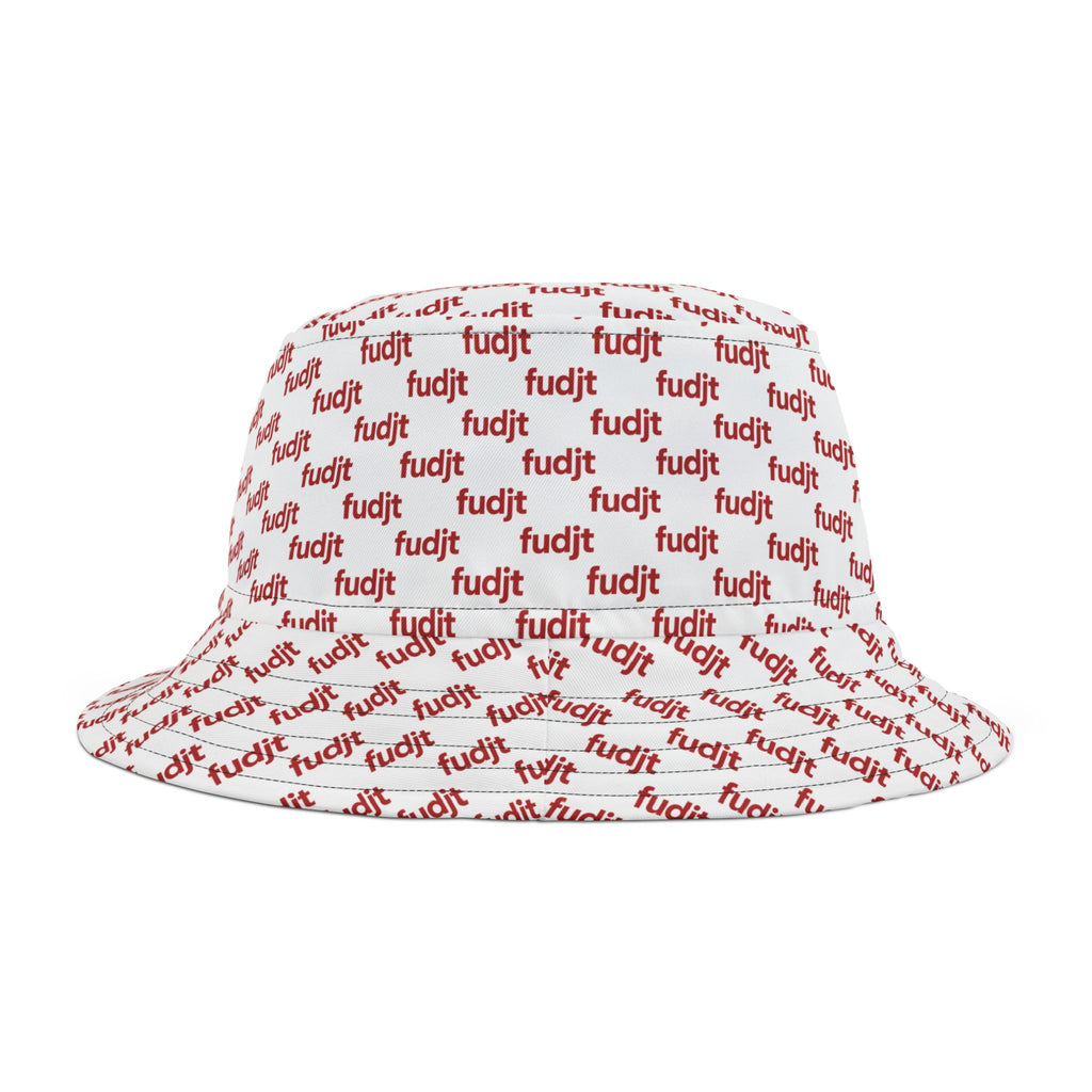 Trendy Red fudjt All Over on White Bucket Hat