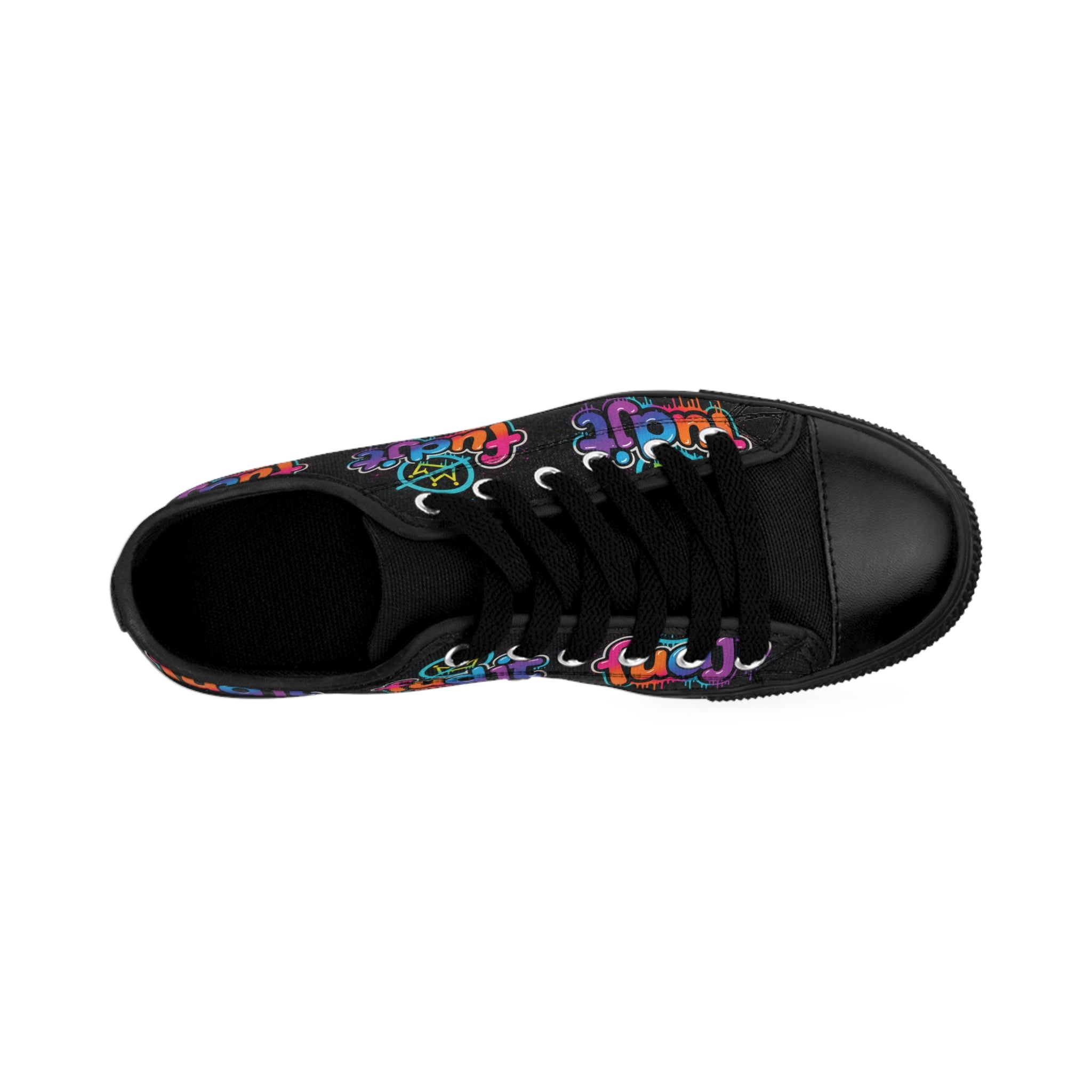 fudjt No Kings Clown Town Street Style Sneakers | Men & Boys Black All Over Low Top