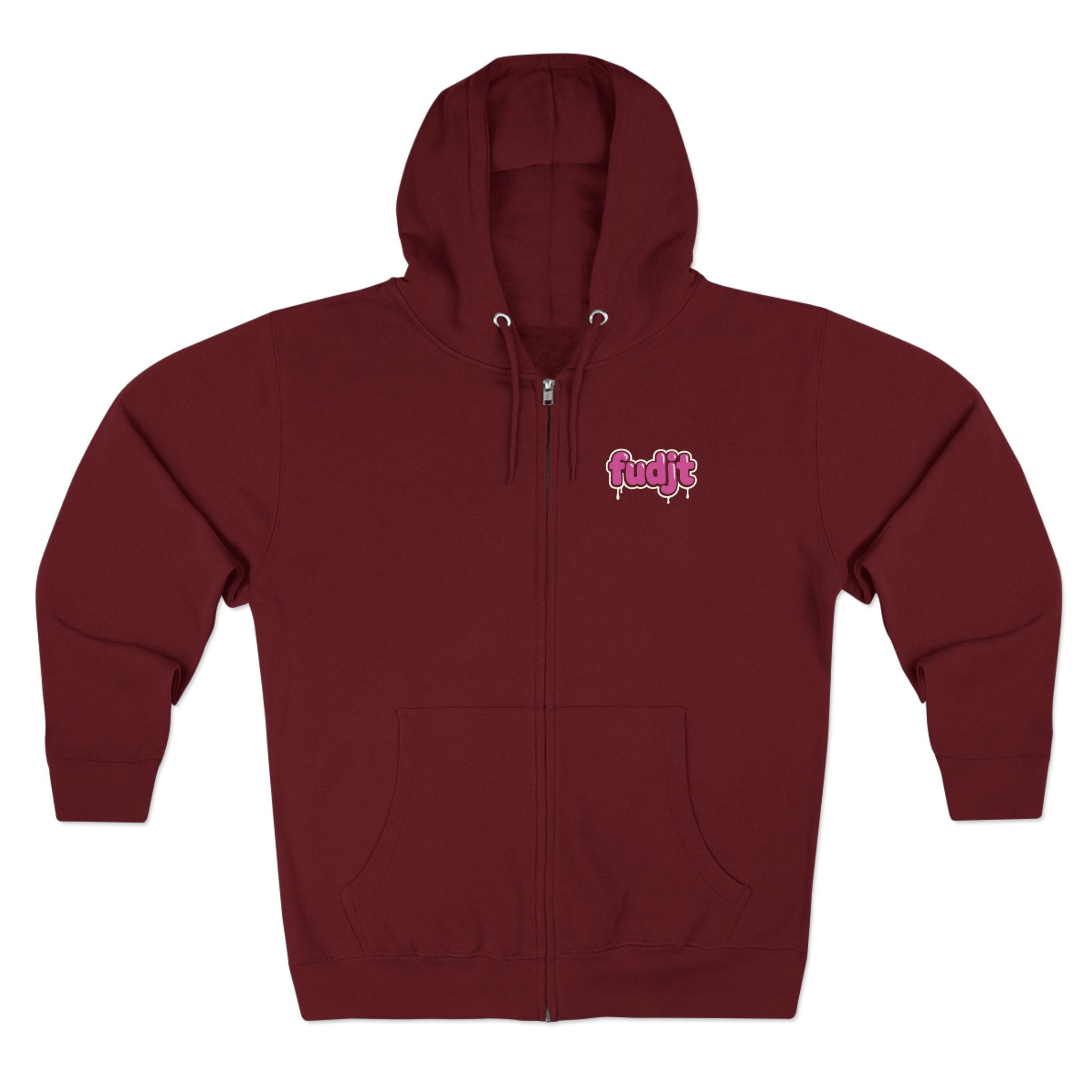 Zip Hoodie with Pink Drip fudjt | Front & Back Graphic | 8 Colors
