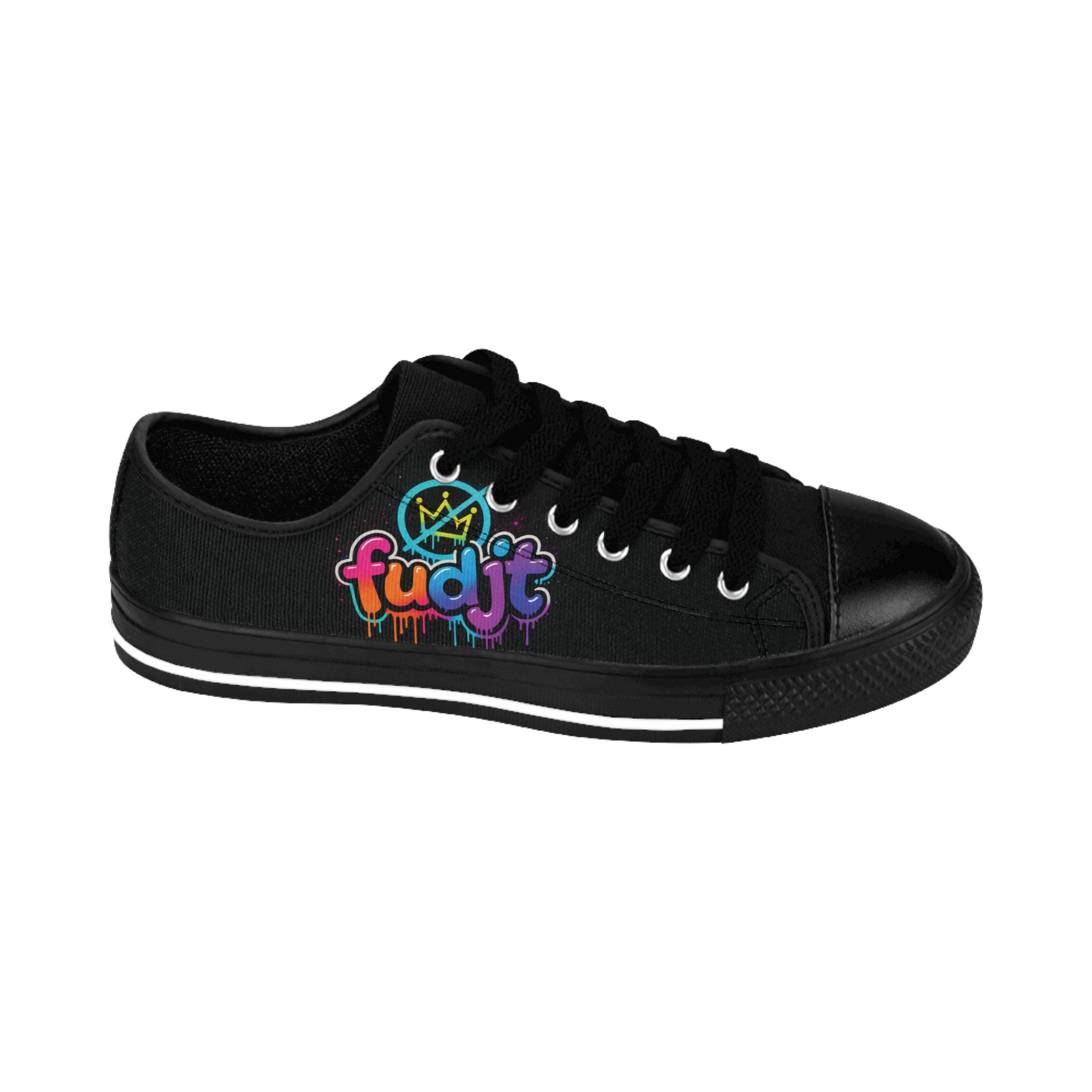 fudjt No Kings Clown Town Street Style Sneakers | Women & Girls Black Low Top