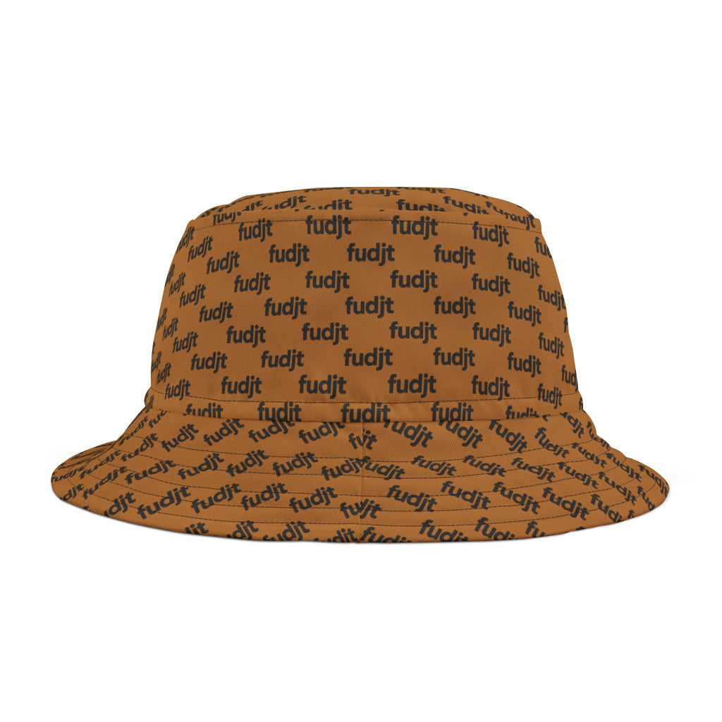 Trendy Black fudjt All Over Light Brown Bucket Hat
