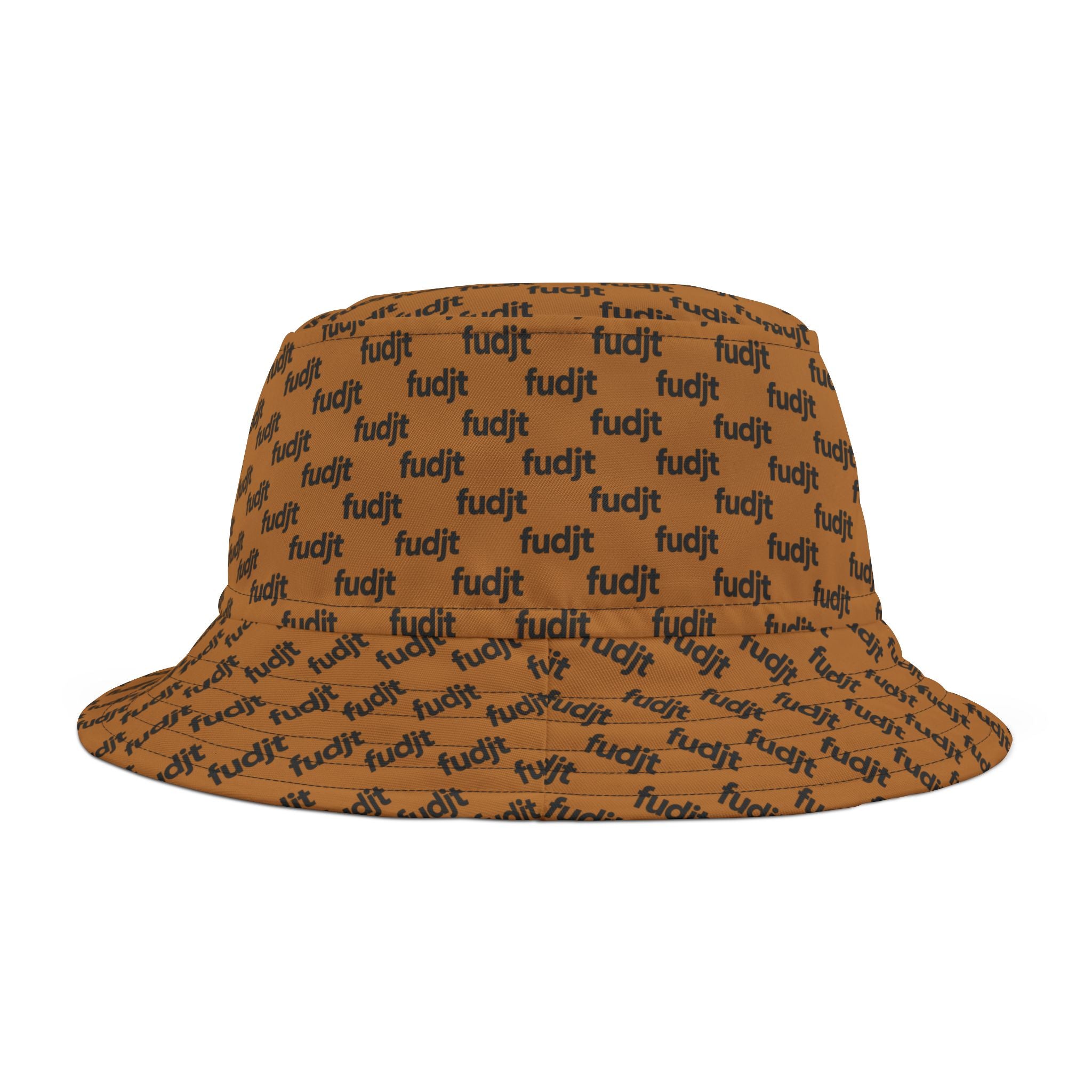 Trendy Black fudjt All Over Light Brown Bucket Hat