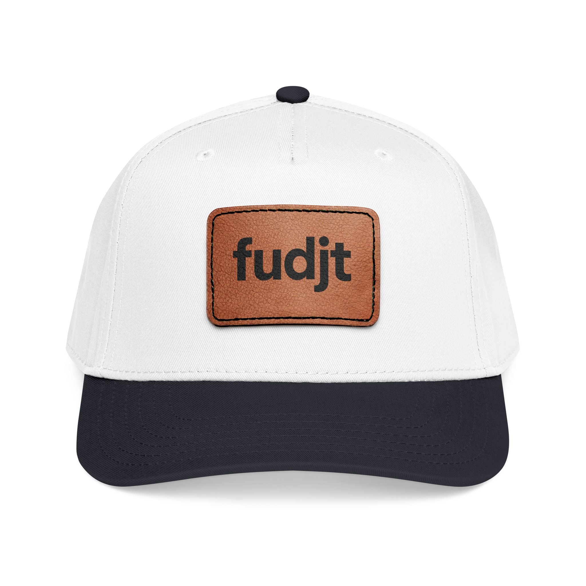 fudjt Leather Patch Baseball Cap — Mid Profile Trucker Hat | 30 Two-Tone Colors
