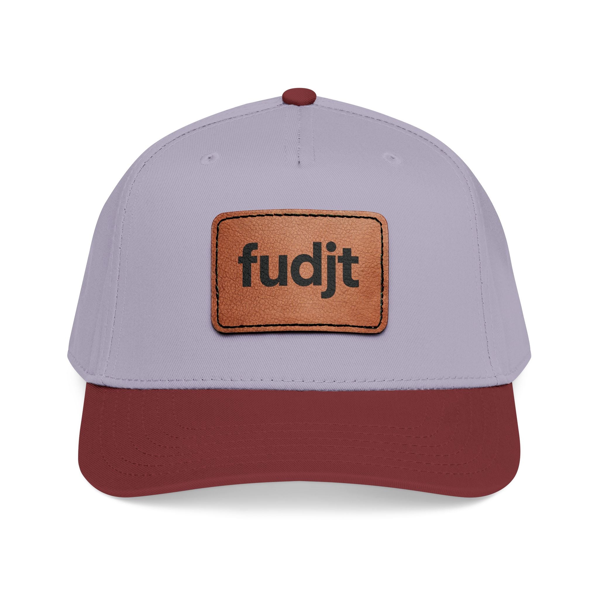 fudjt Leather Patch Baseball Cap — Mid Profile Trucker Hat | 30 Two-Tone Colors