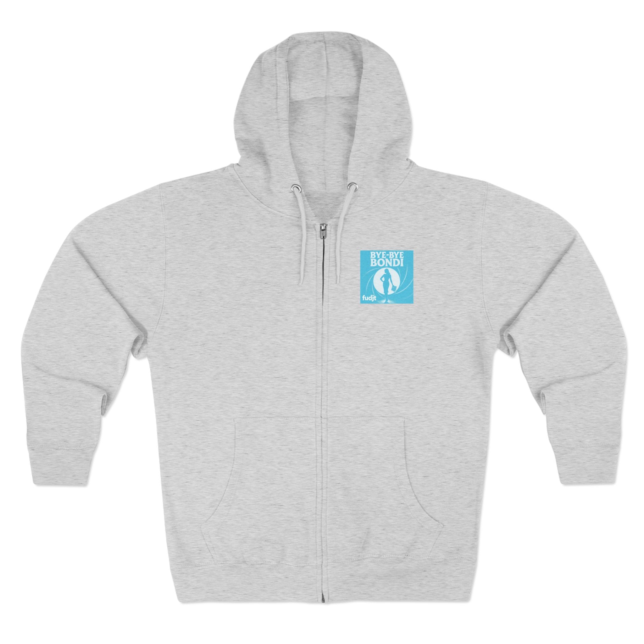 Bye-Bye Bondi | Blue Smoke Screen Retro fudjt Zip Hoodie | Front & Back Graphic | 8 Colors