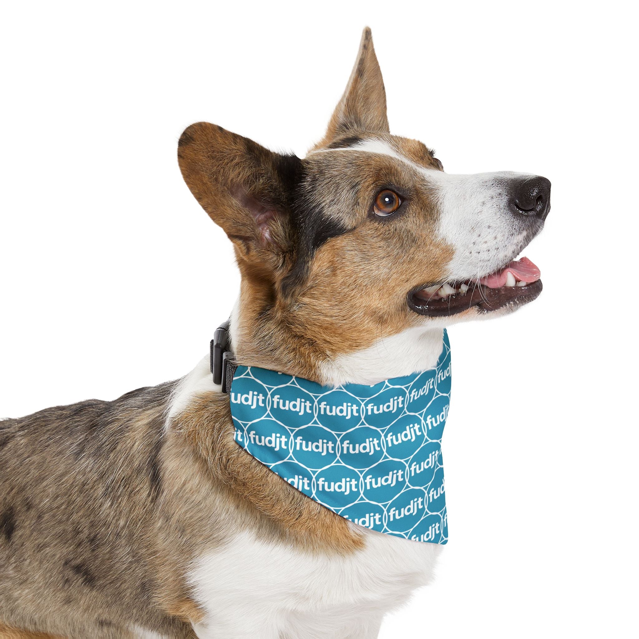 Turquiose fudjt Unbroken Chain 1.25  Bandana Collar for Dogs, Cats & More | 4 Sizes