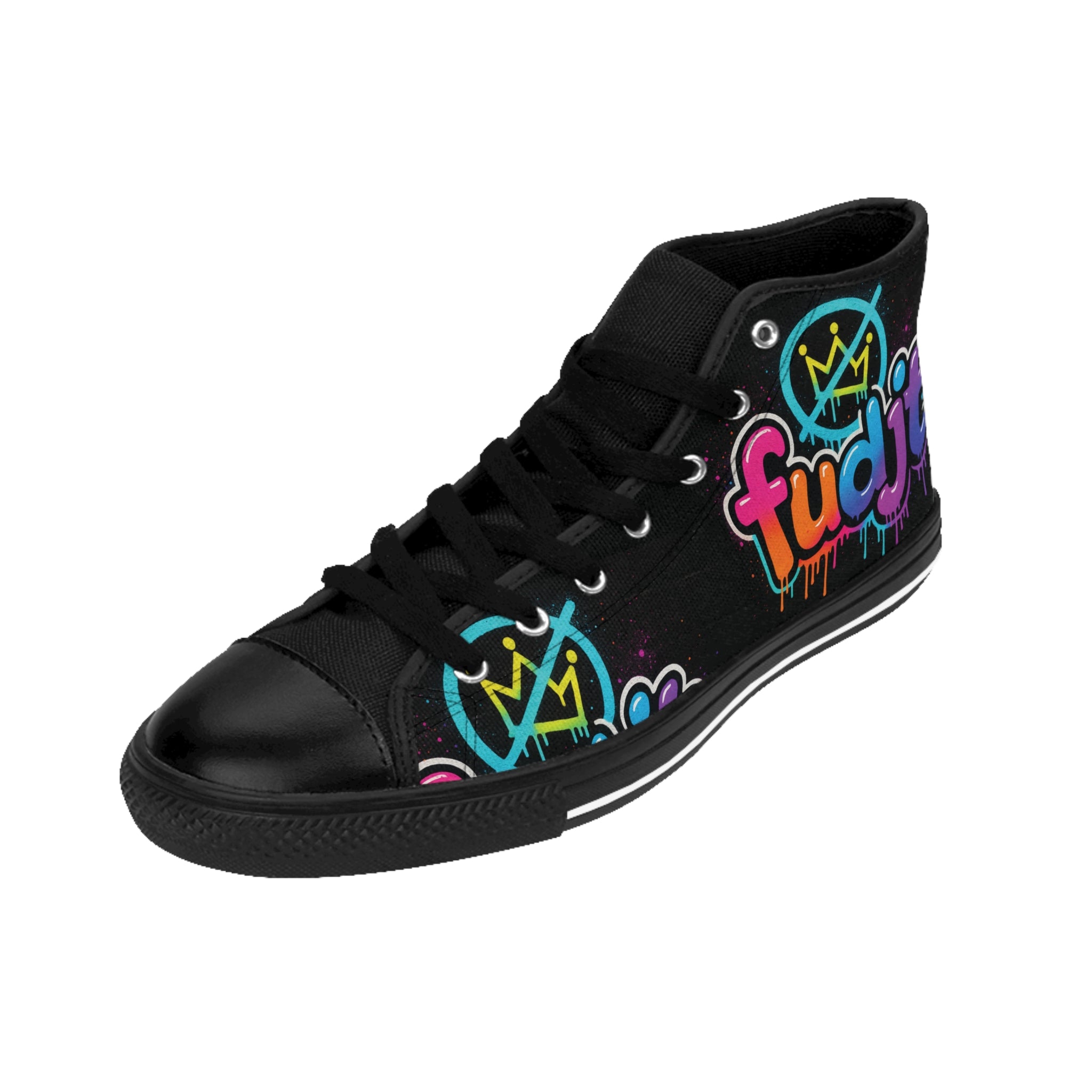 fudjt No Kings Clown Town Street Style Sneakers | Men & Boys Black & Bold High Top