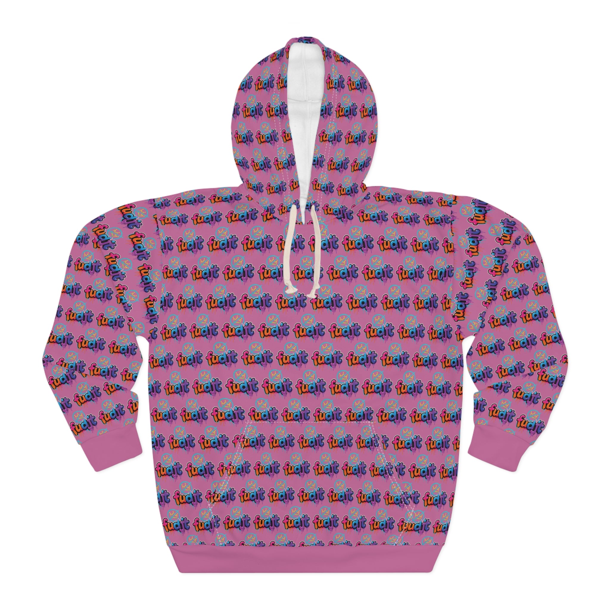fudjt No Kings Clown Town Hoodie | All Over Light Pink 2.5