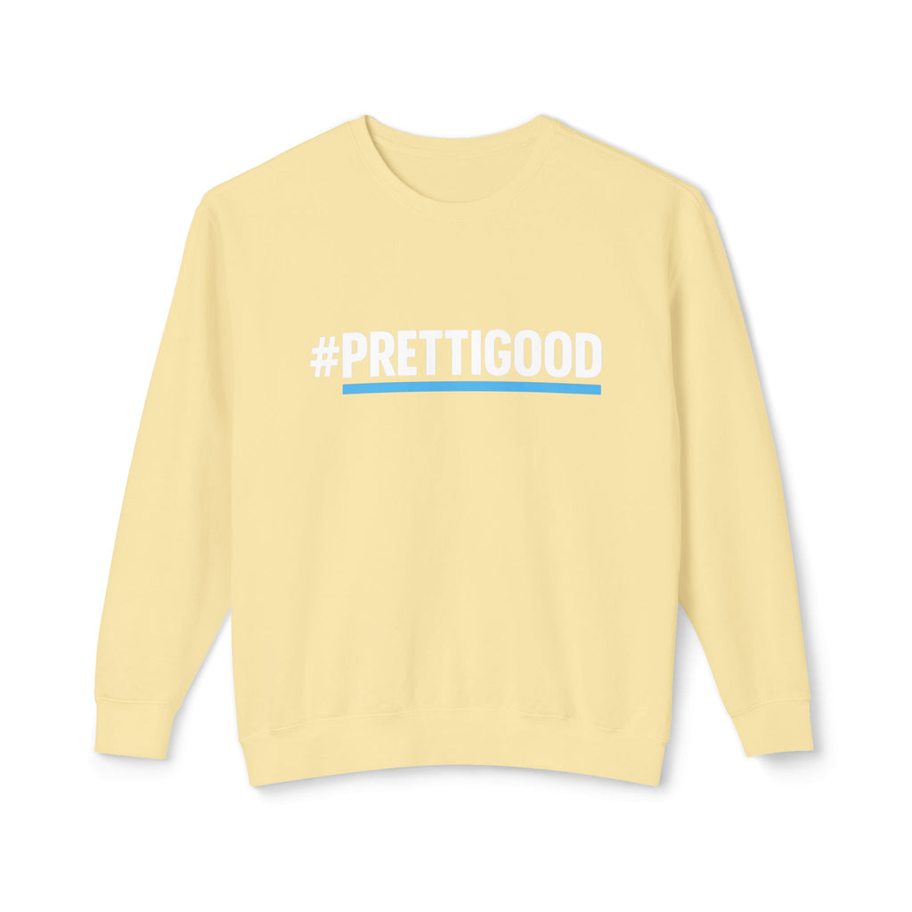 #PrettiGood Crewneck Sweatshirt — Blue Star Graphic Backside, Premium Casual Pullover | 7 Colors