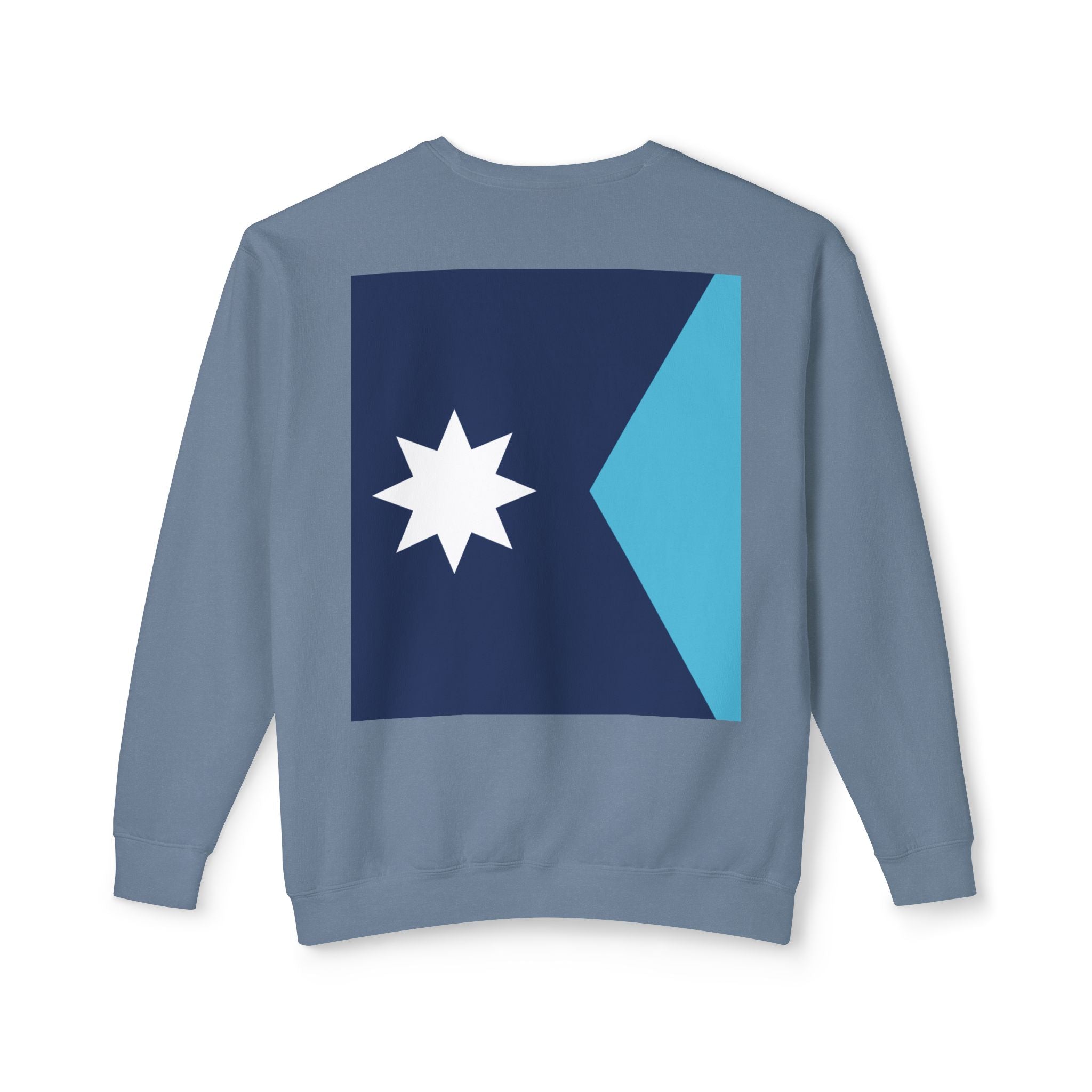 #BEGOOD Crewneck Sweatshirt — Blue Star Graphic Backside, Premium Casual Pullover | 7 Colors