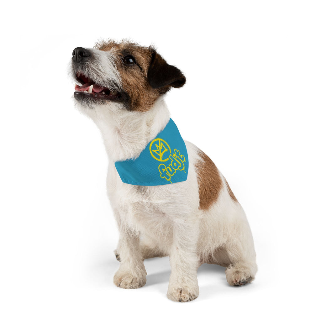 Turquoise Golden fudjt No Kings Bandana Collar for Dogs, Cats & More | 4 Sizes