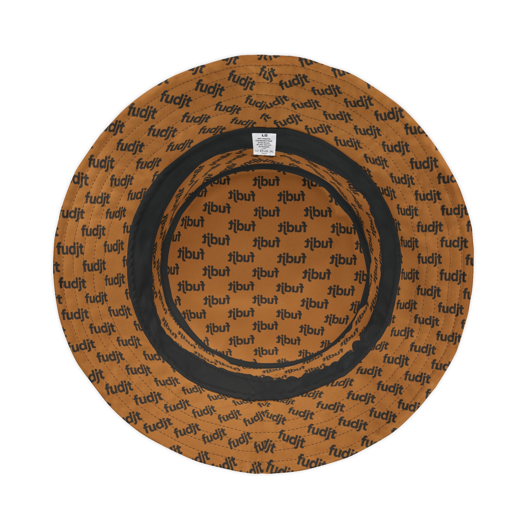 Trendy Black fudjt All Over Light Brown Bucket Hat