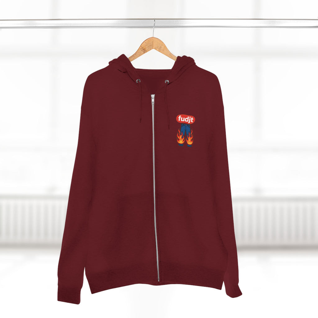 fudjt Pants On Fire Zip Hoodie | Front & Back Graphic | 9 Colors