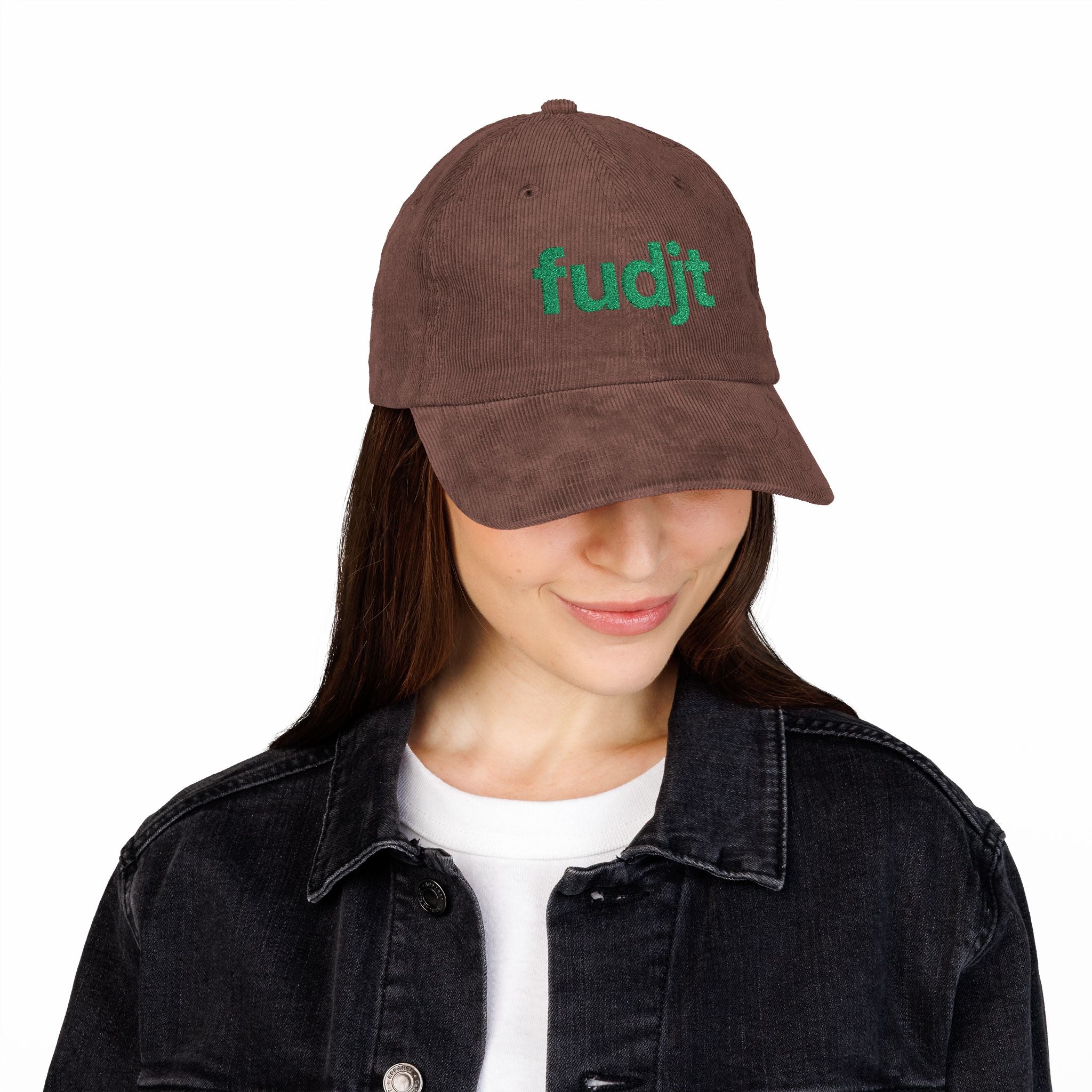Vintage Corduroy Cap with Green fudjt Embroidery | 5 Colors