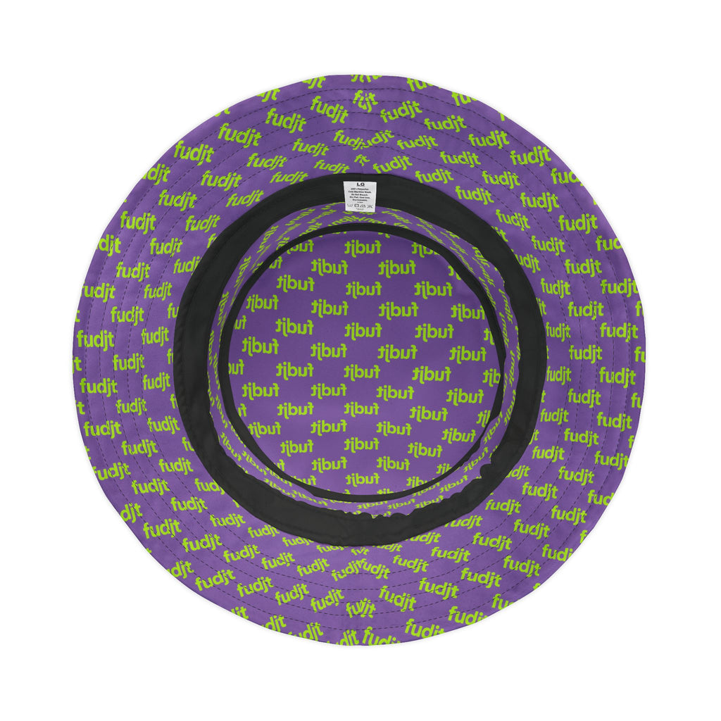 Trendy Lime Green fudjt All Over on Light Purple Bucket Hat