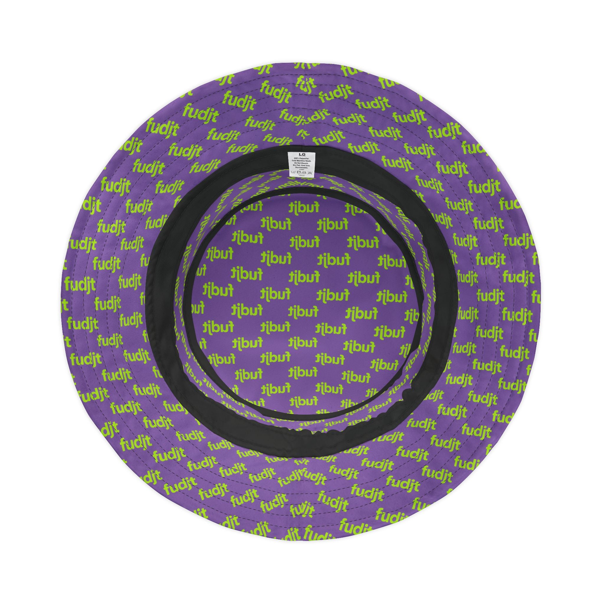 Trendy Lime Green fudjt All Over on Light Purple Bucket Hat