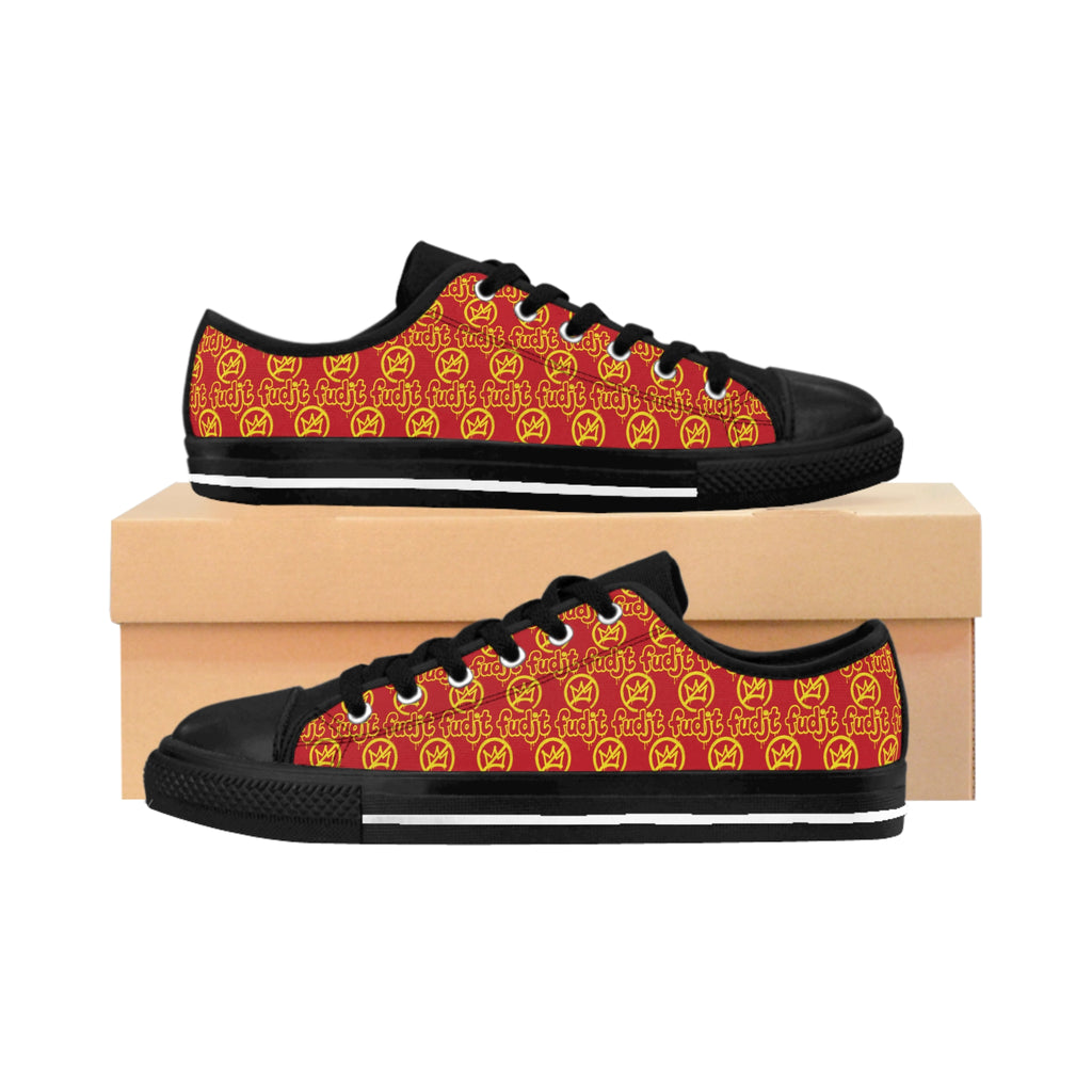 Dark Red Golden fudjt No Kings Street Style Sneakers | Men & Boys All Over 1 Low Top