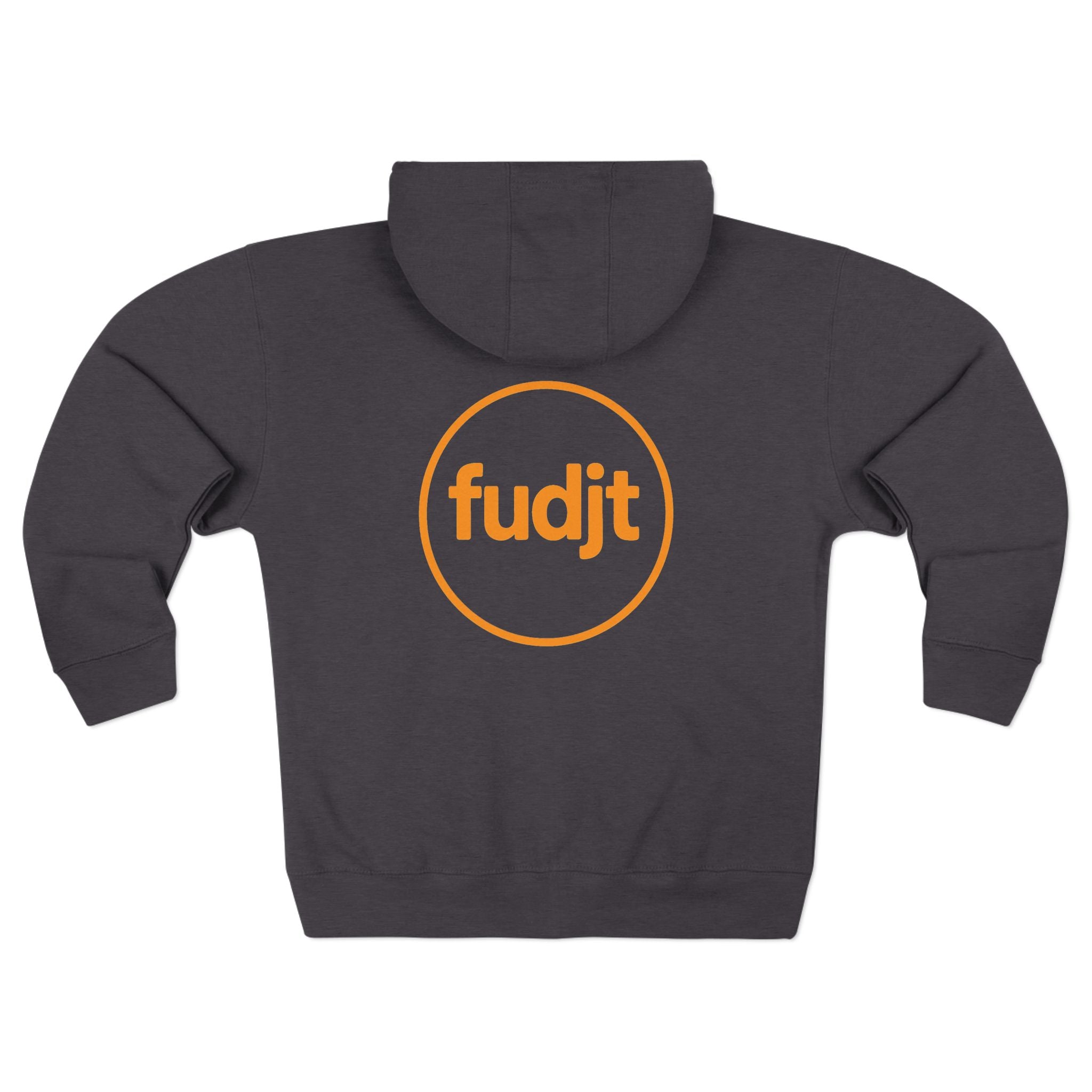 Orange fudjt Circle Zip Hoodie | Front & Back Graphic | 8 Colors