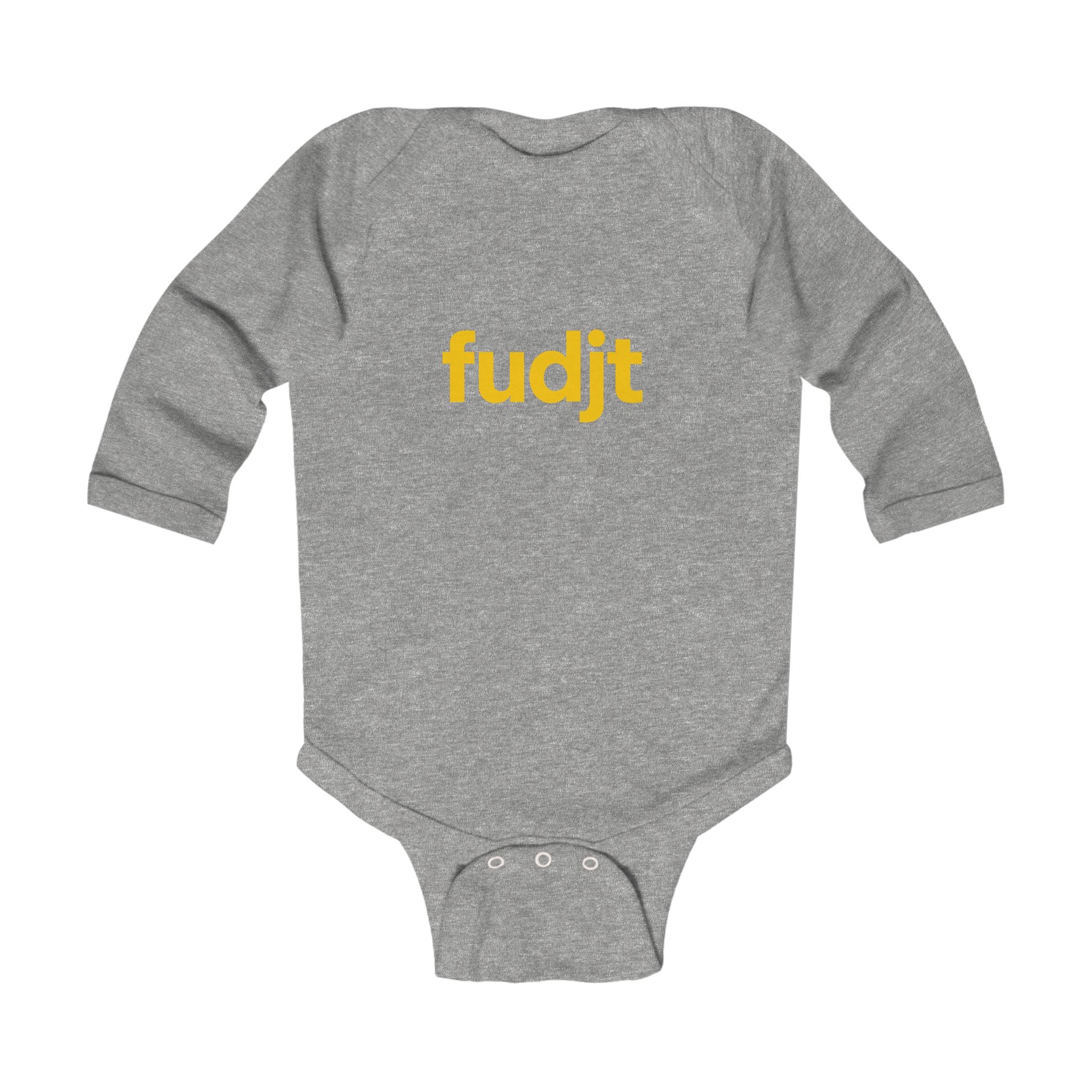 fudjt Baby - Long Sleeve Bodysuit with Gold logo - Cute Onesie | 7 Colors
