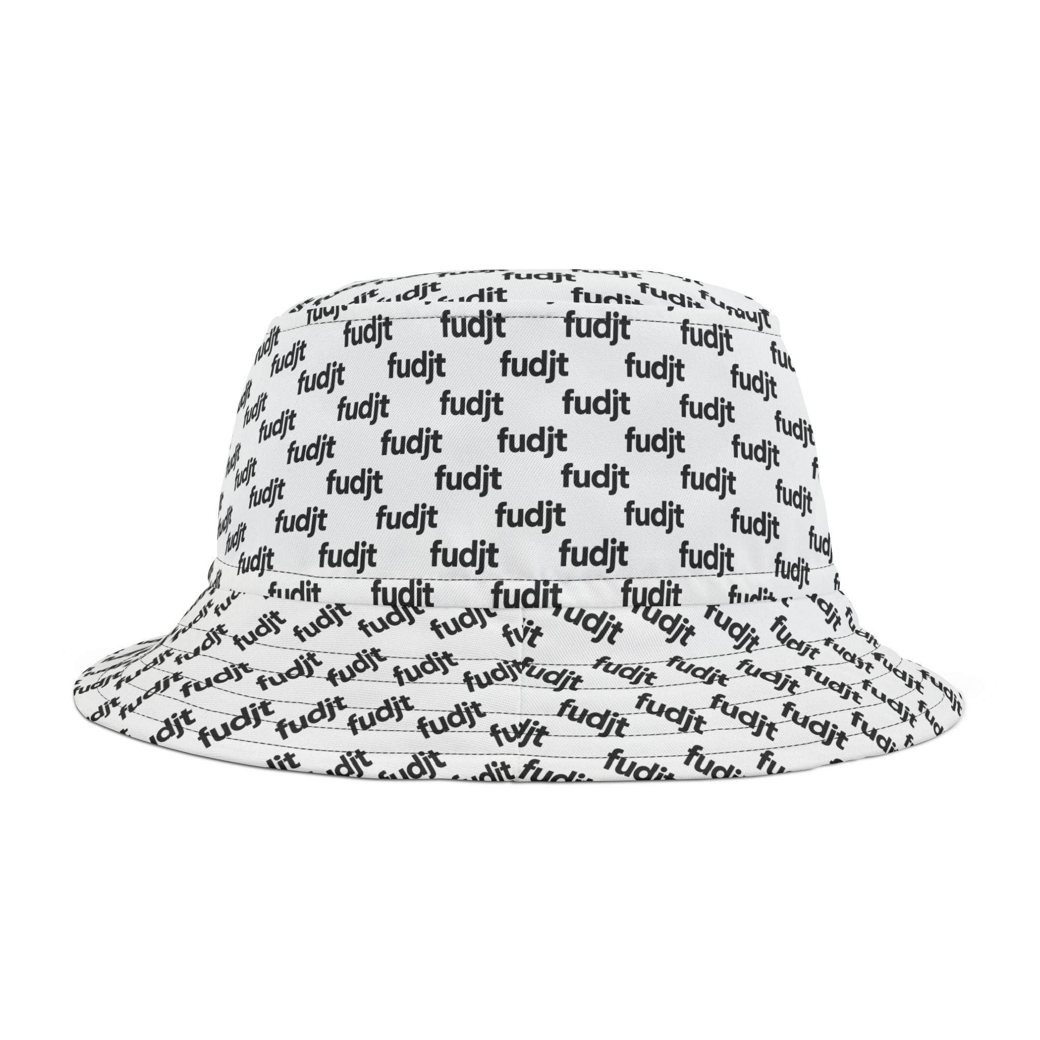 Trendy Black fudjt All Over White Bucket Hat