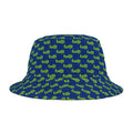 Trendy Lime Green fudjt All Over on Dark Blue Bucket Hat