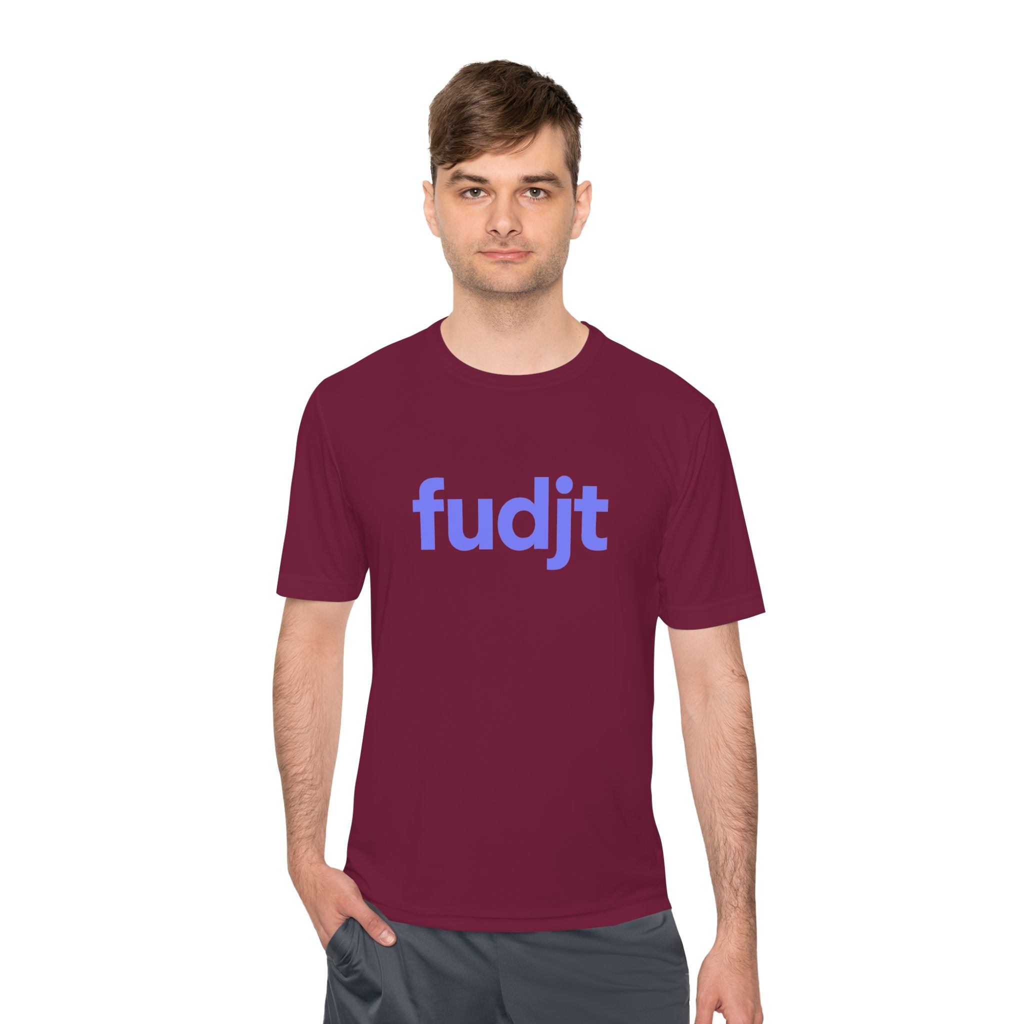 Light Blue fudjt design Moisture Wicking Performance Tee | 13 Colors