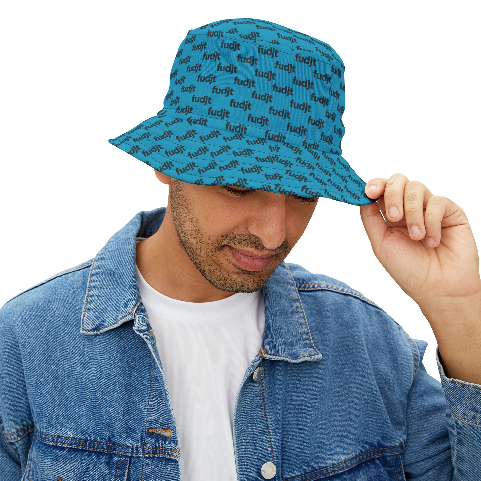 Trendy Black fudjt All Over Turquoise Bucket Hat