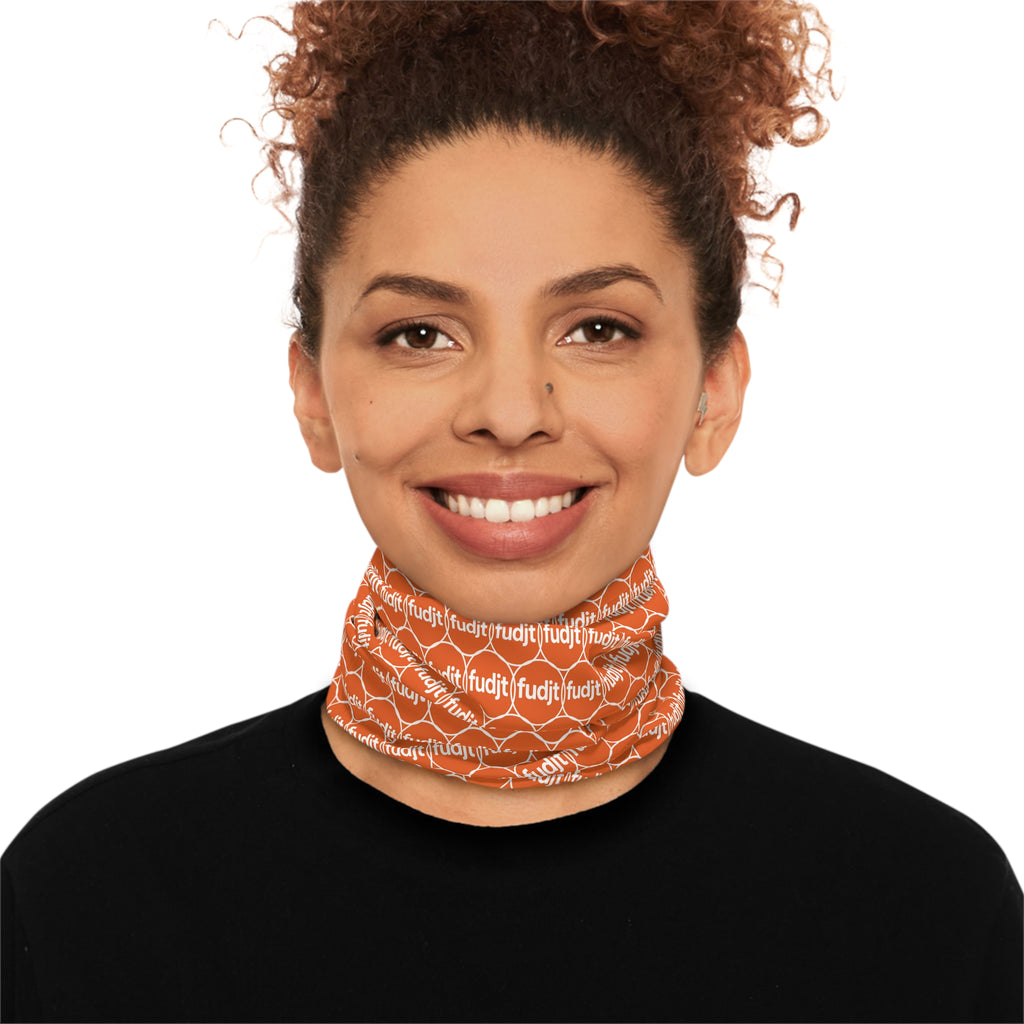 Orange & White fudjt Unbroken Chain 1.25 Neck Gaiter