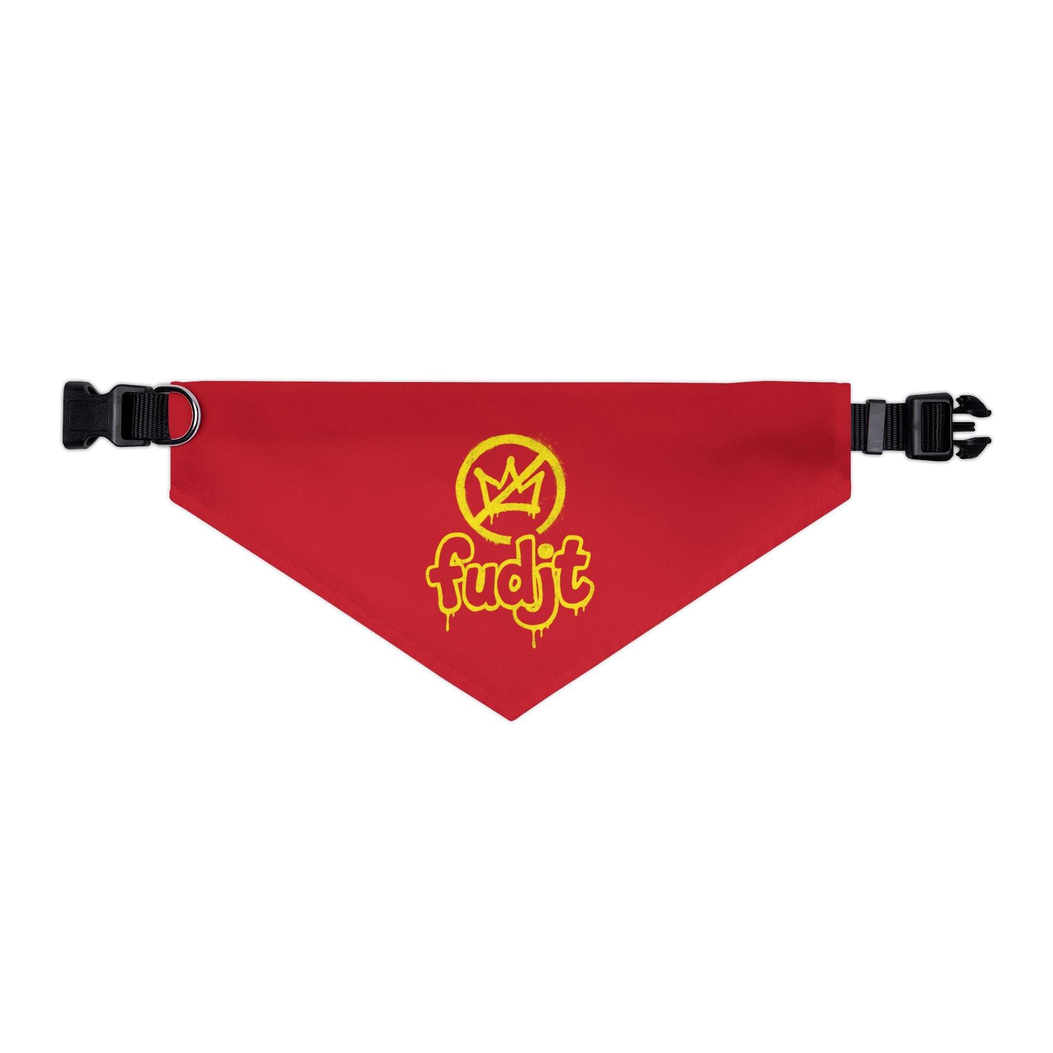 Dark Red Golden fudjt No Kings Bandana Collar for Dogs, Cats & More | 4 Sizes