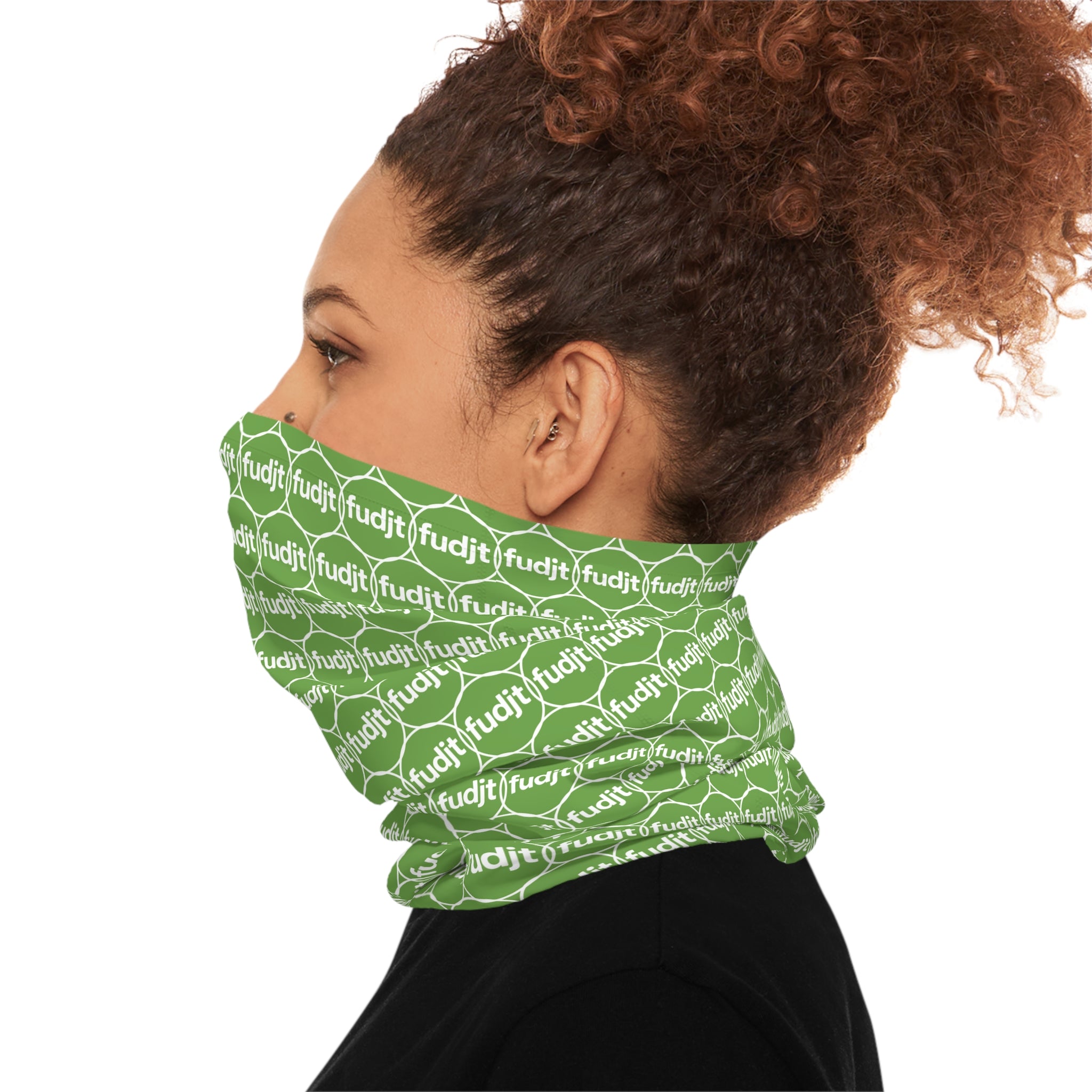 Green & White fudjt Unbroken Chain 1.25 Neck Gaiter