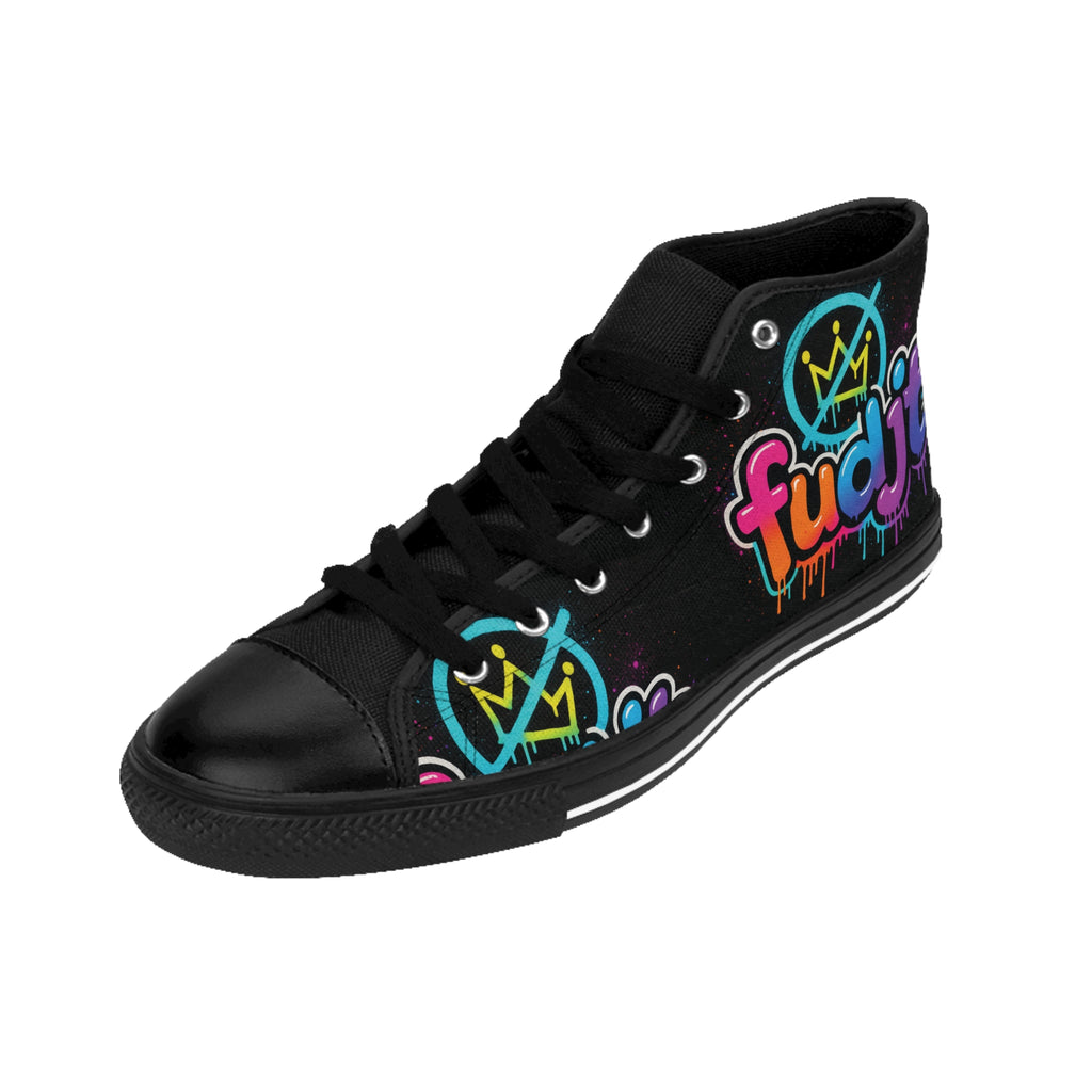 fudjt No Kings Clown Town Street Style Sneakers | Women & Girls Black & Bold High Top