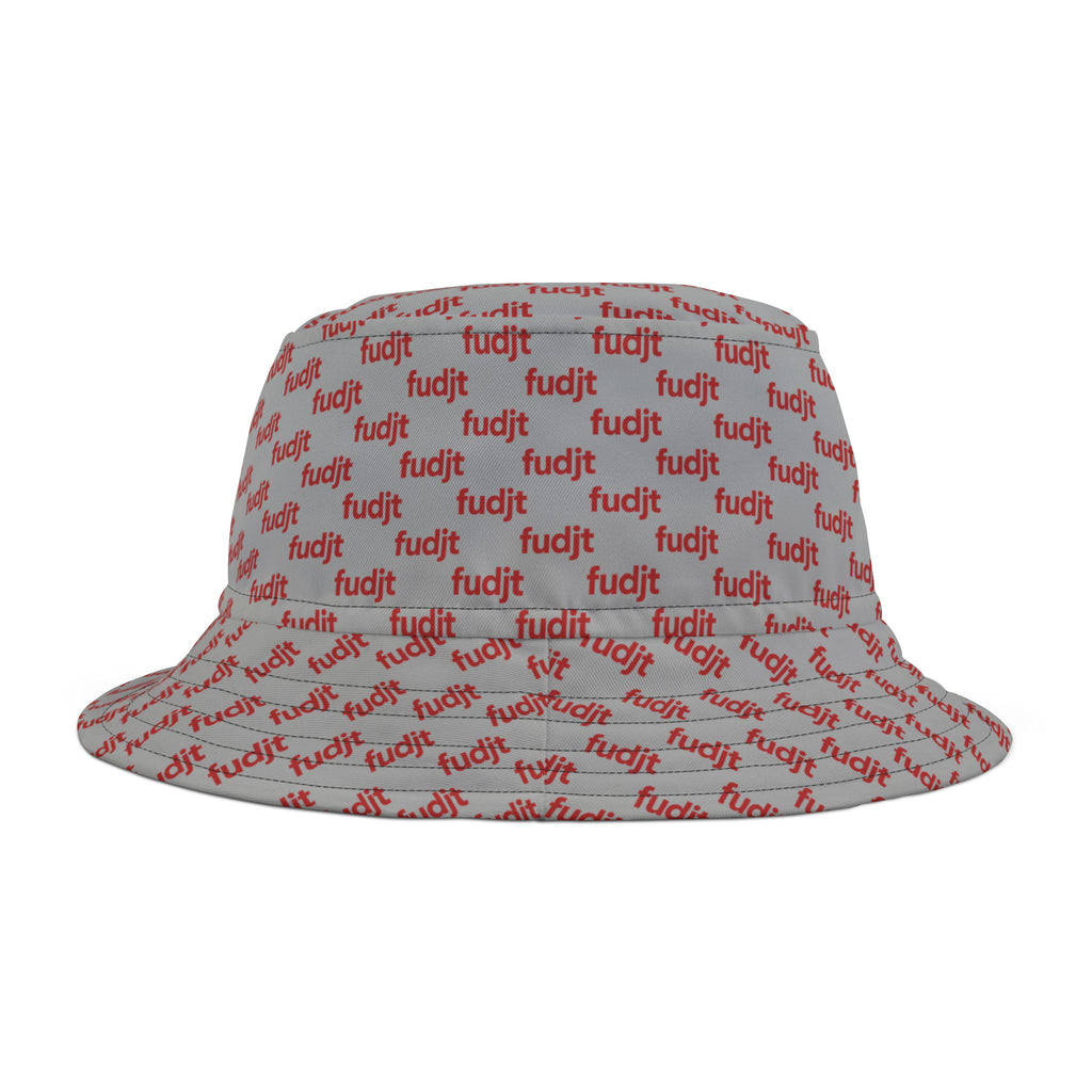 Trendy Red fudjt All Over on Light Gray Bucket Hat