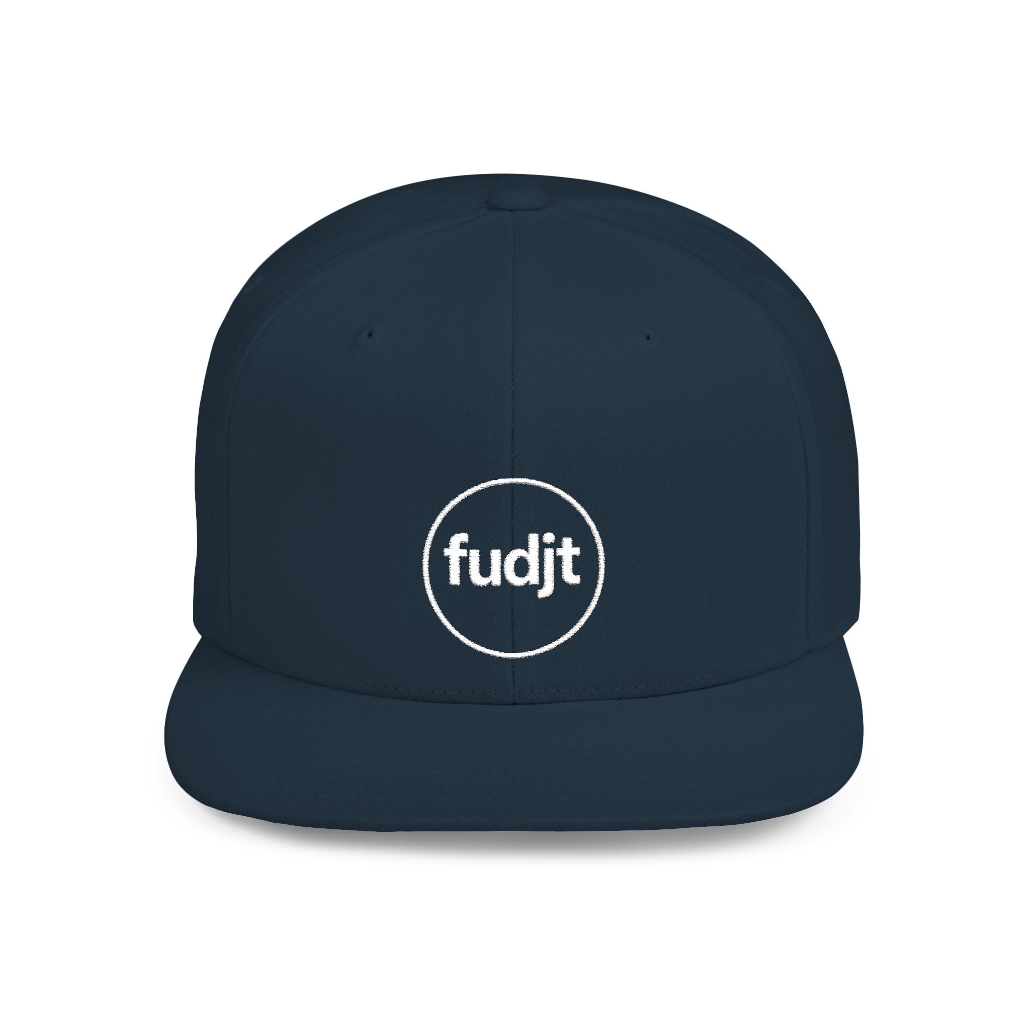 fudjt Circle Flat Bill Snapback Hat | White Embroidery |  14 Colors