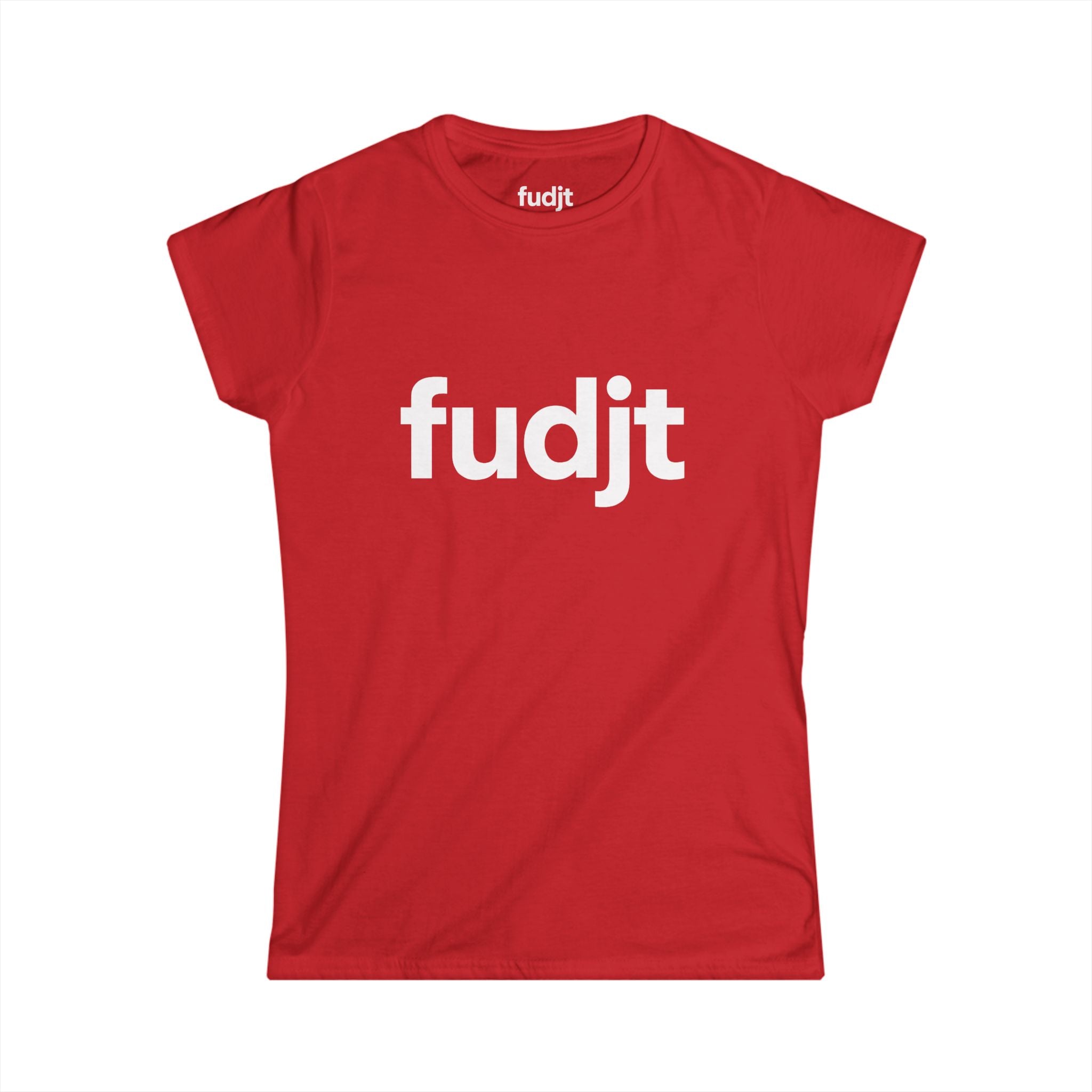 Women's White fudjt logo Comfy Stylie Tee | 12 Colors