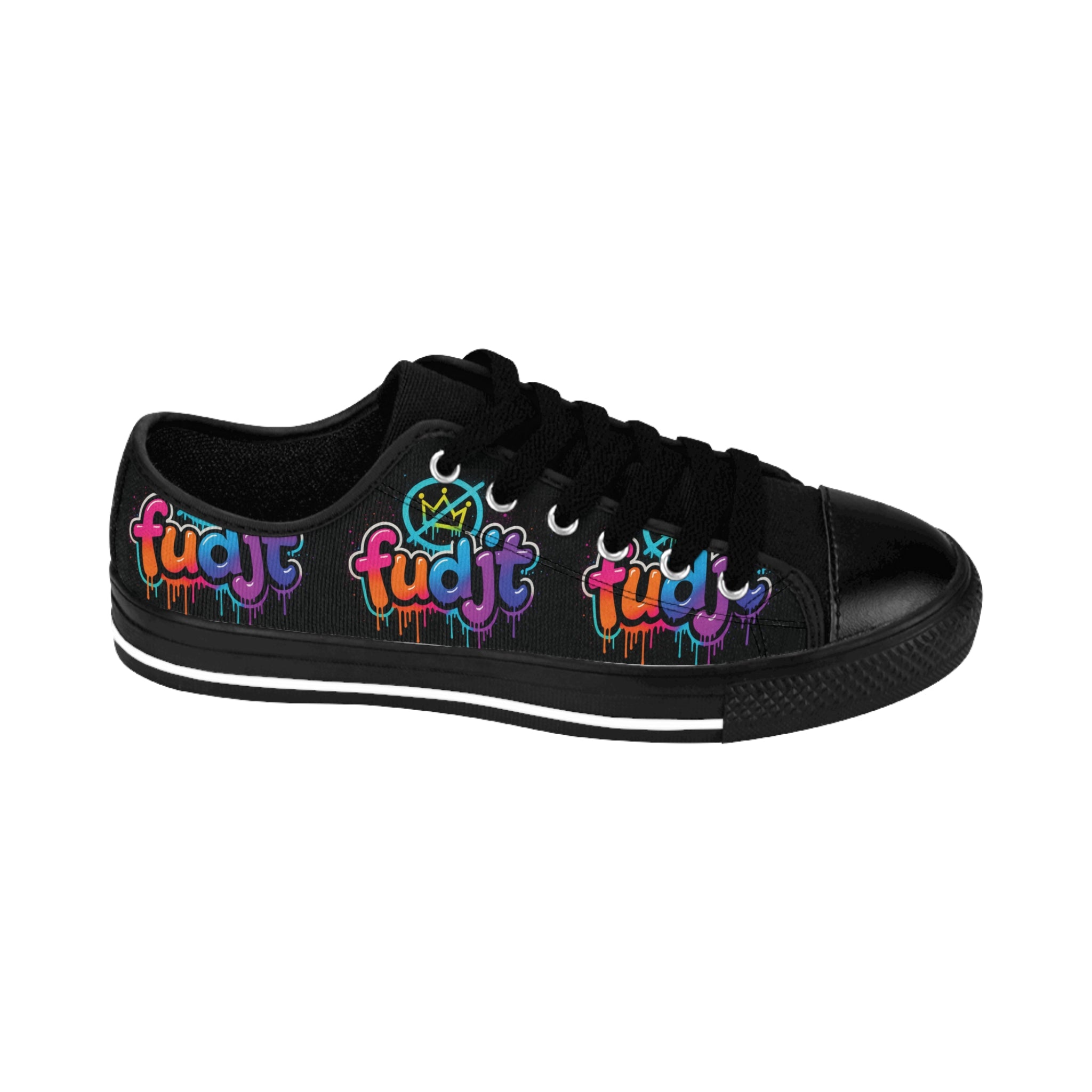 fudjt No Kings Clown Town Street Style Sneakers | Men & Boys Black All Over Low Top