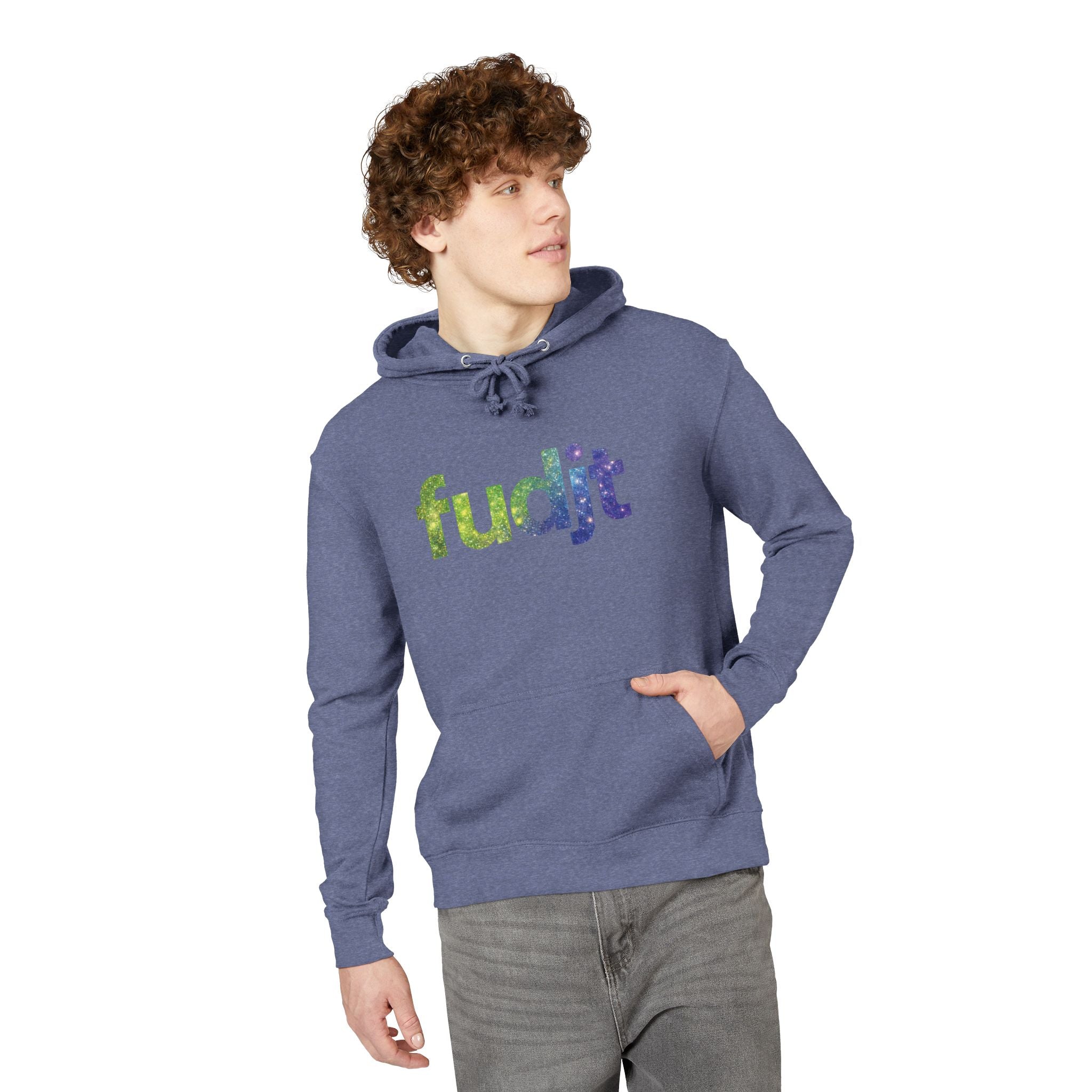 fudjt Galaxy French Terry Hoodie | Colorful Space Text | 6 Colors