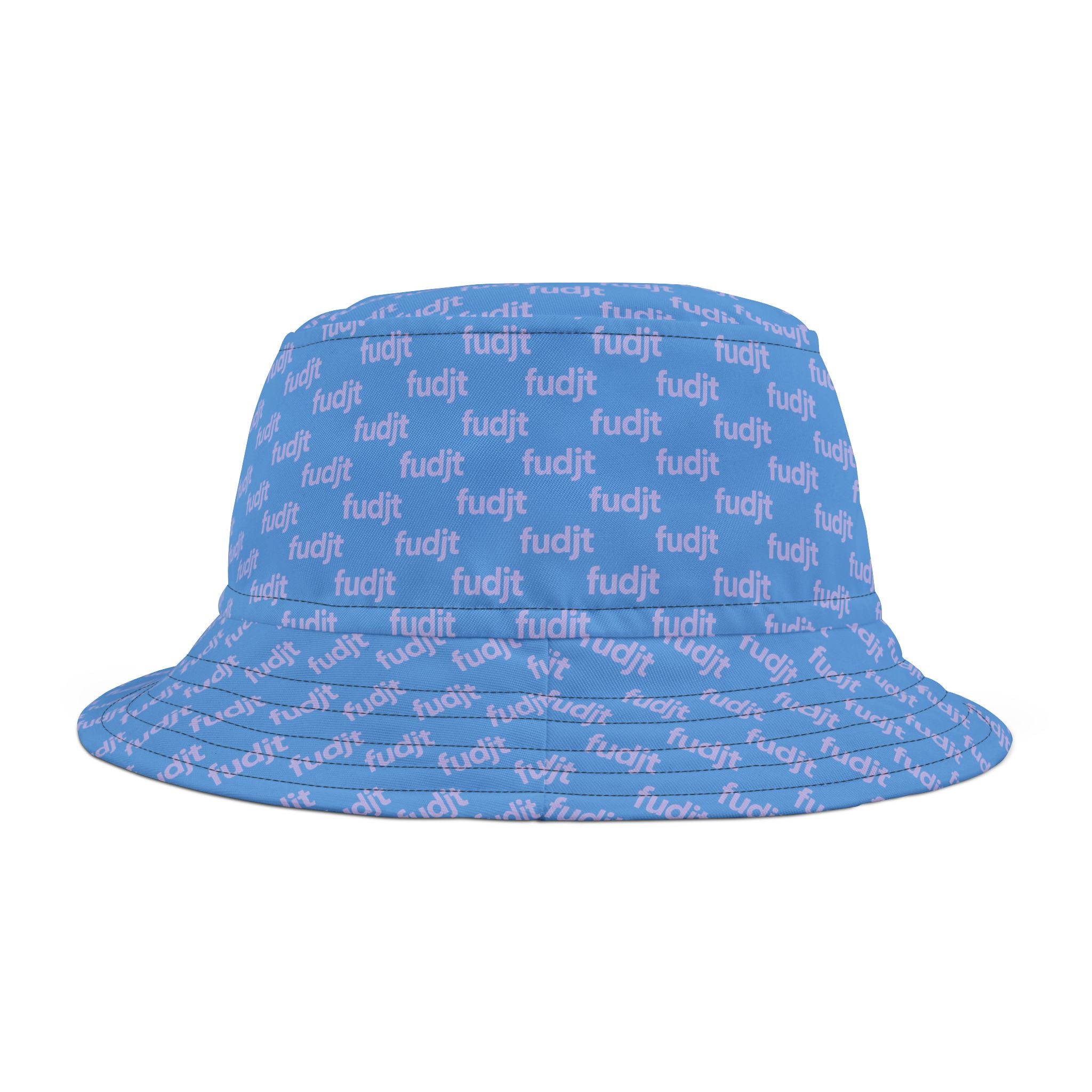 Trendy Lavender fudjt All Over on Light Blue Bucket Hat