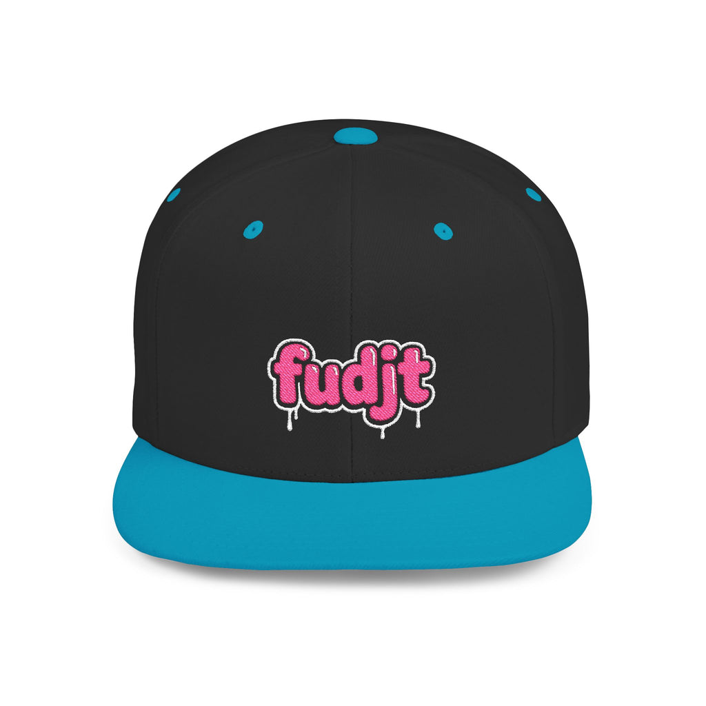 fudjt Flat Bill Snapback Hat | Pink Drip Embroidery |  13 Colors