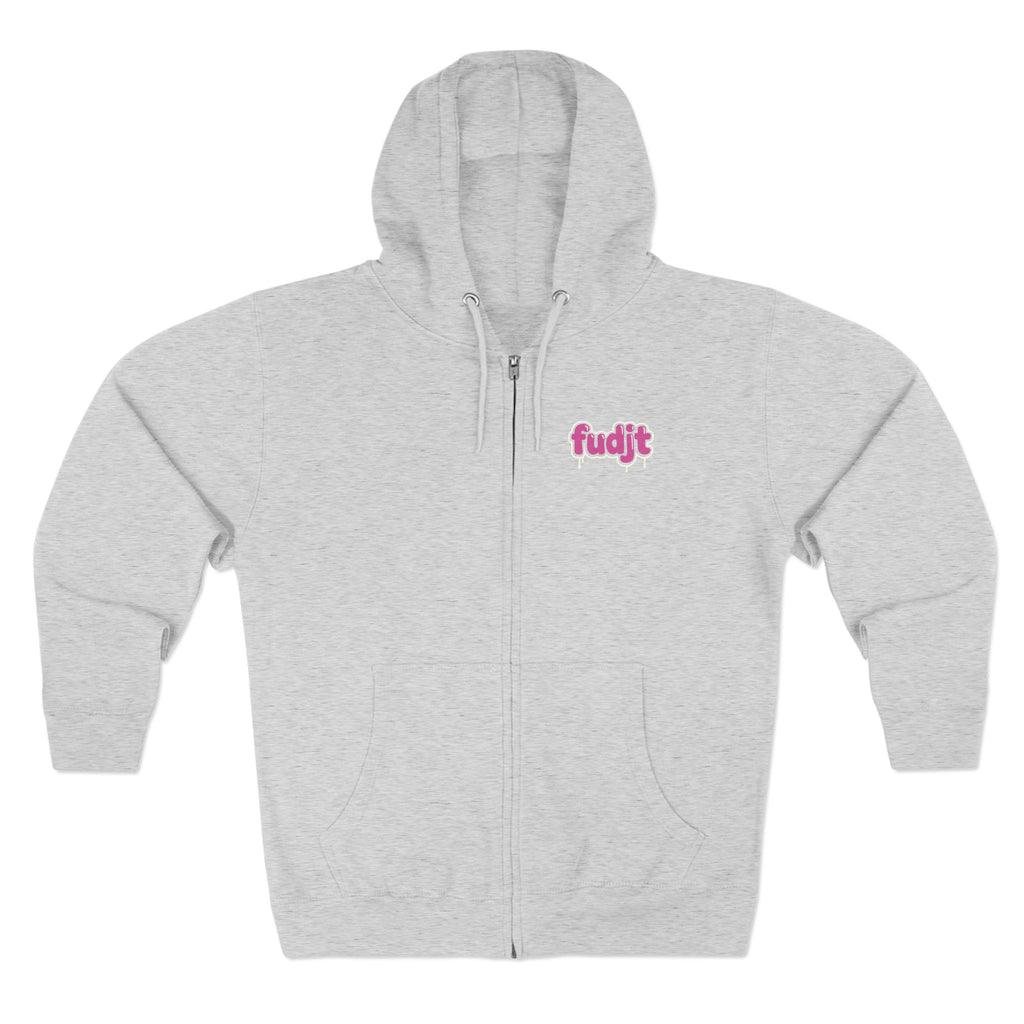 Zip Hoodie with Pink Drip fudjt | Front & Back Graphic | 8 Colors