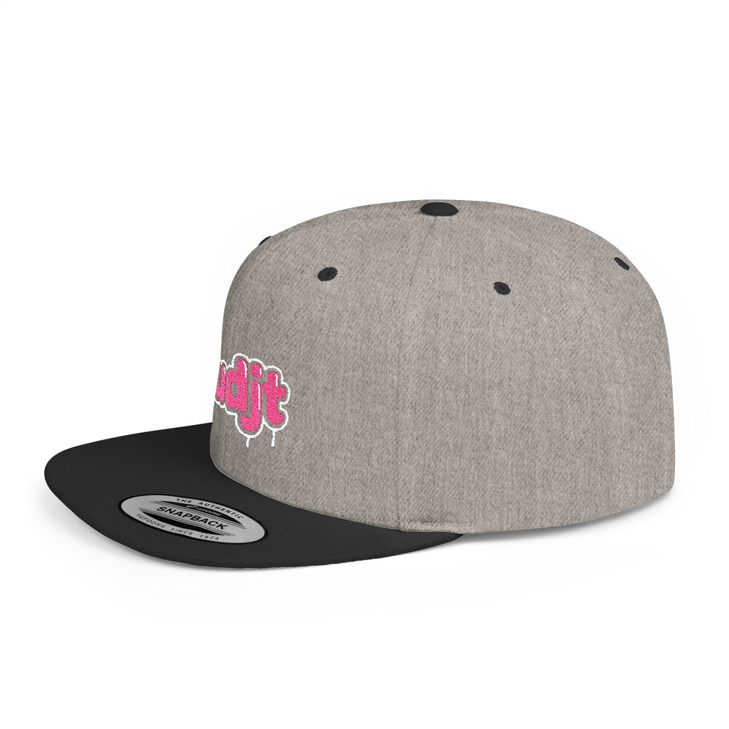 fudjt Flat Bill Snapback Hat | Pink Drip Embroidery |  13 Colors