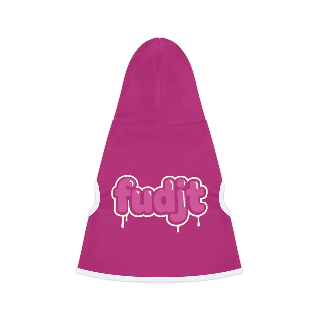 Pink fudjt Pet Hoodie with Pink Drip Design