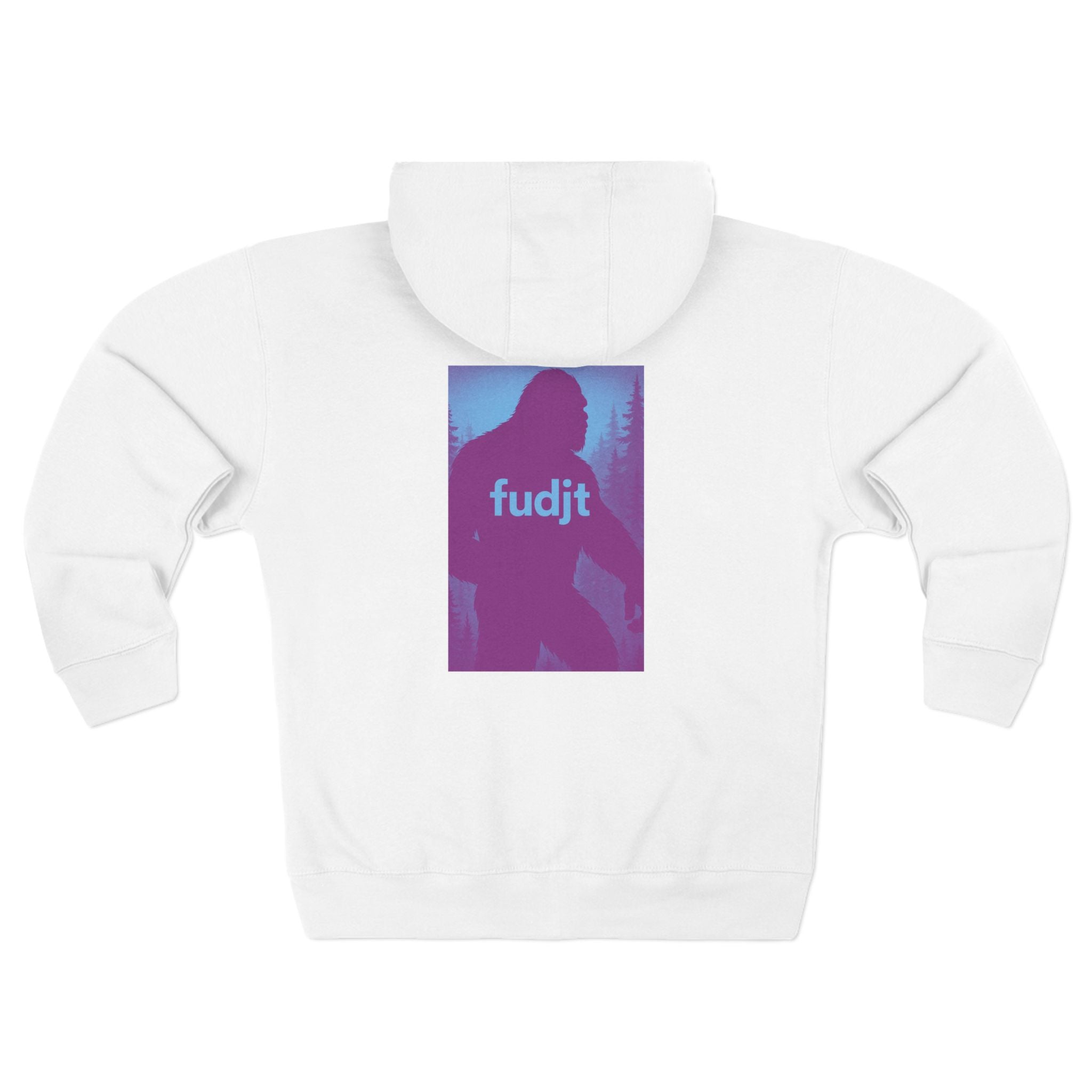 Zip Hoodie with Bigfoot Rising Backside + Light Blue fudjt on Front | 8 Colors