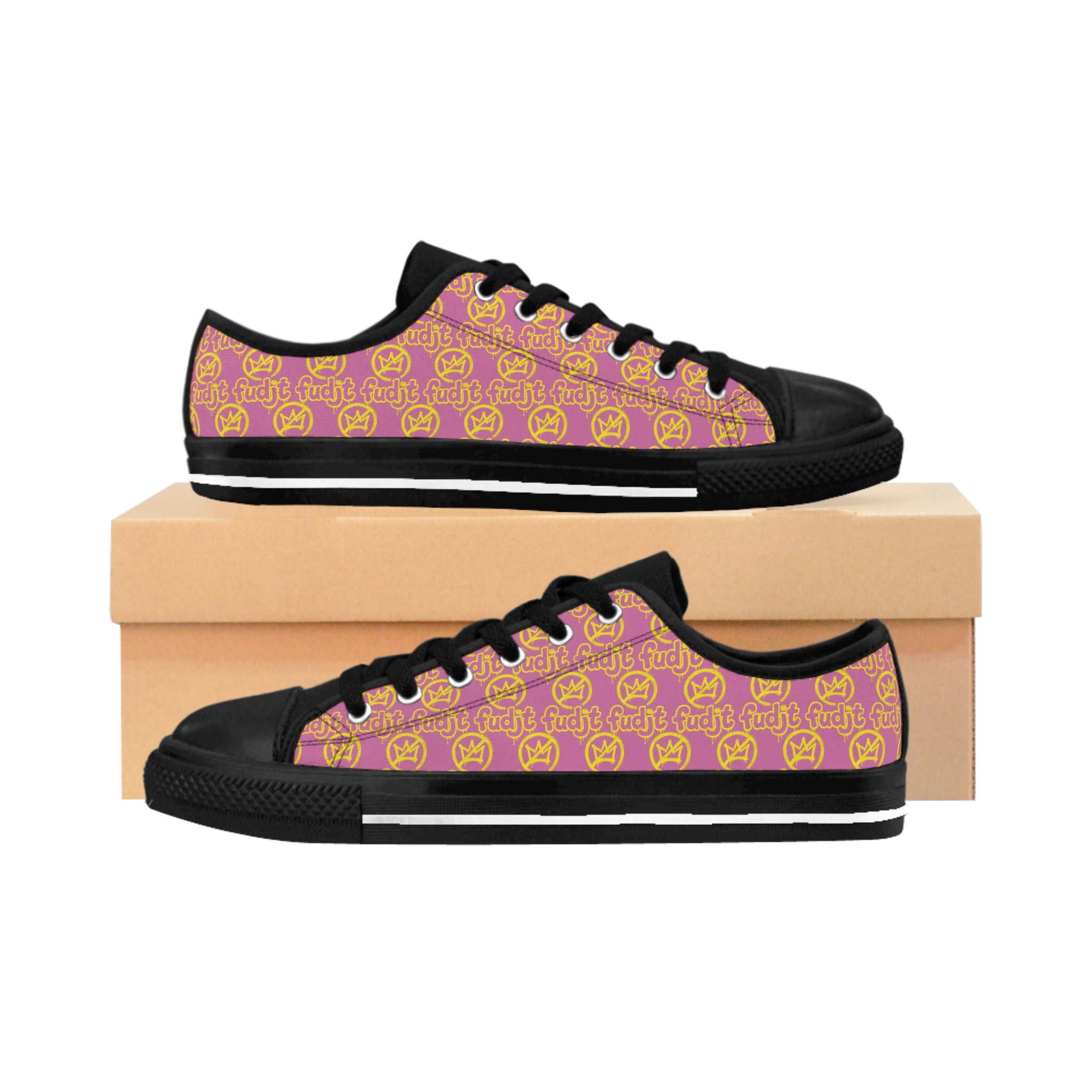 Light Pink Golden fudjt No Kings Street Style Sneakers | Women & Girls All Over 1 Low Top