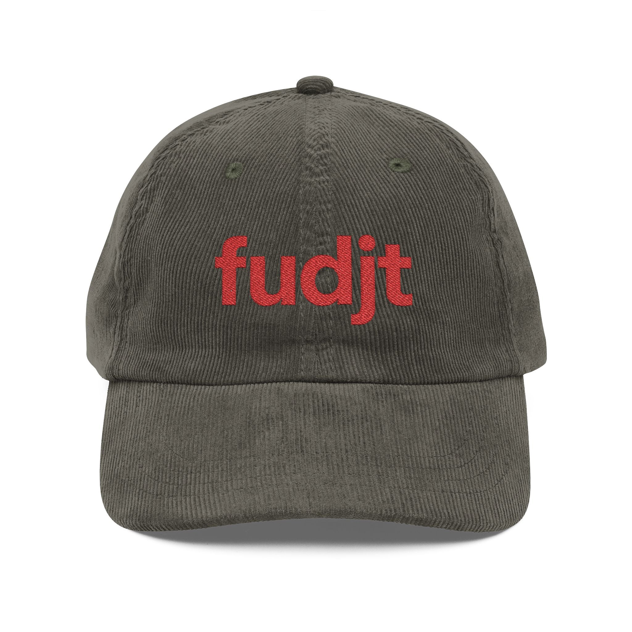 Vintage Corduroy Cap with Red fudjt Embroidery | 5 Colors